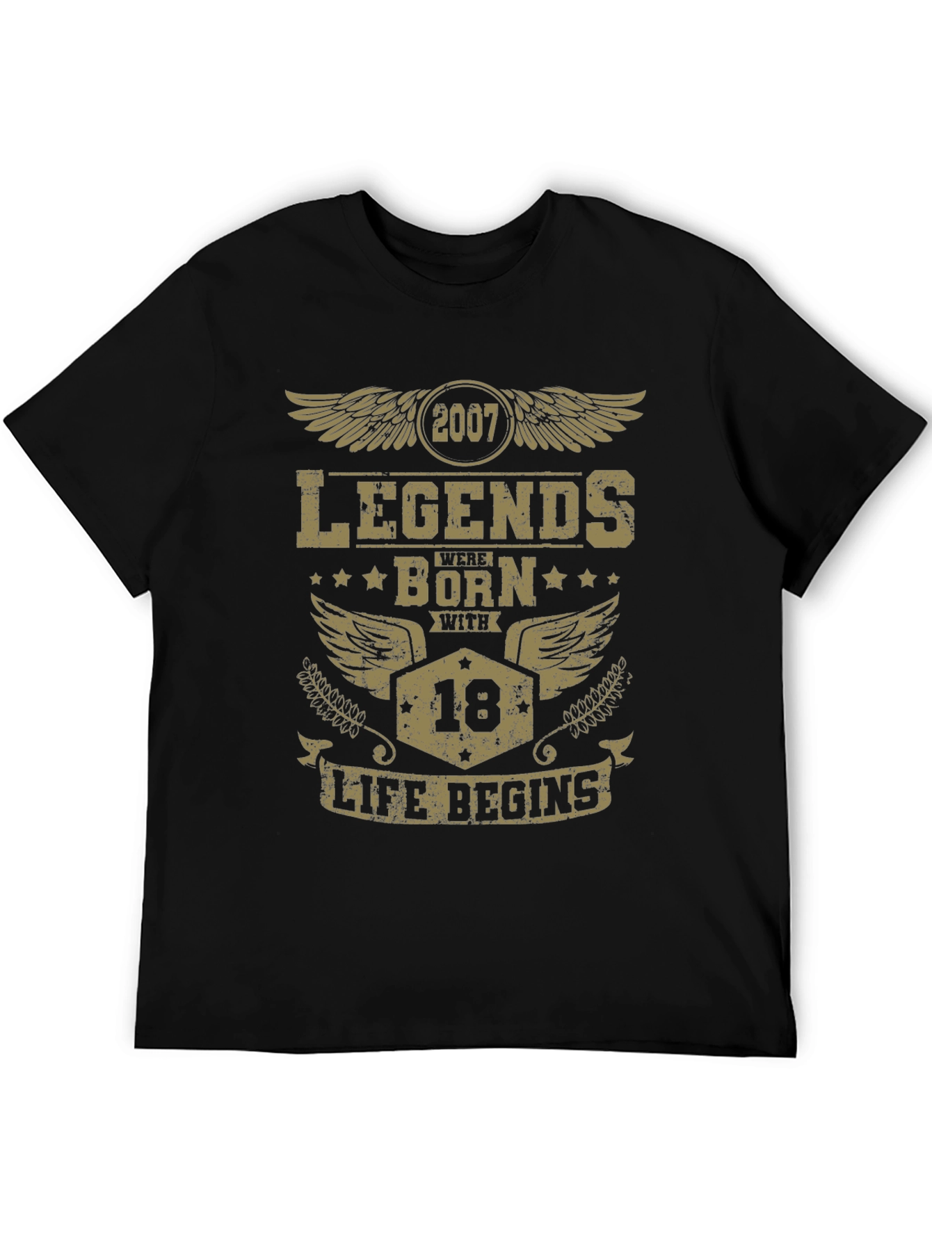 Legends Born in 2007 Age 18 Black T-Shirt