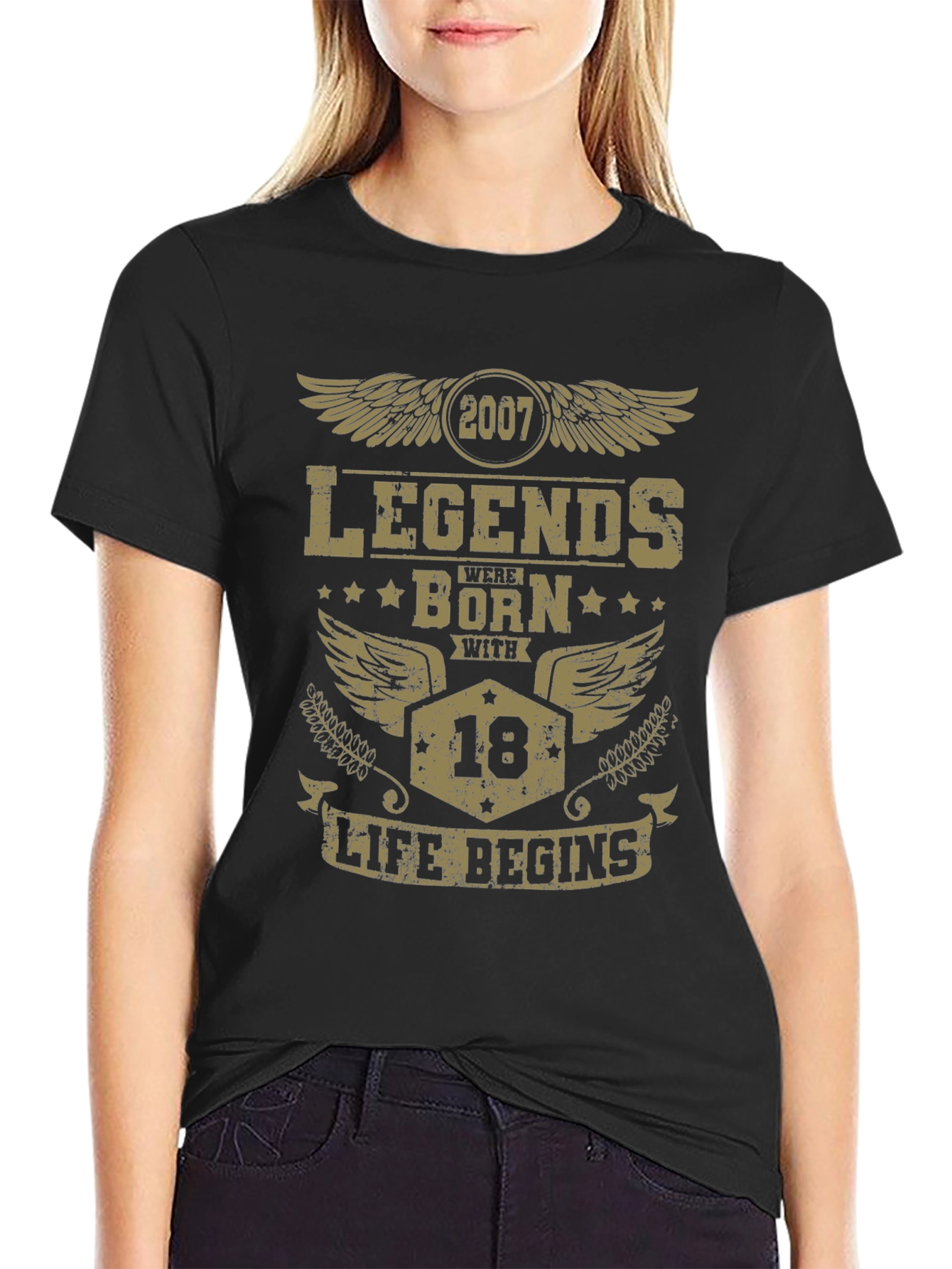 Legends Born in 2007 Age 18 Black T-Shirt
