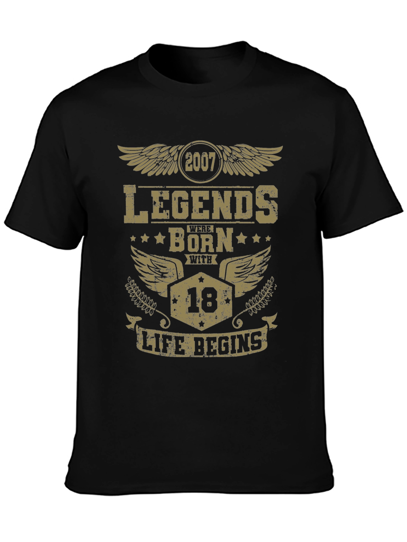 Legends Born in 2007 Age 18 Black T-Shirt