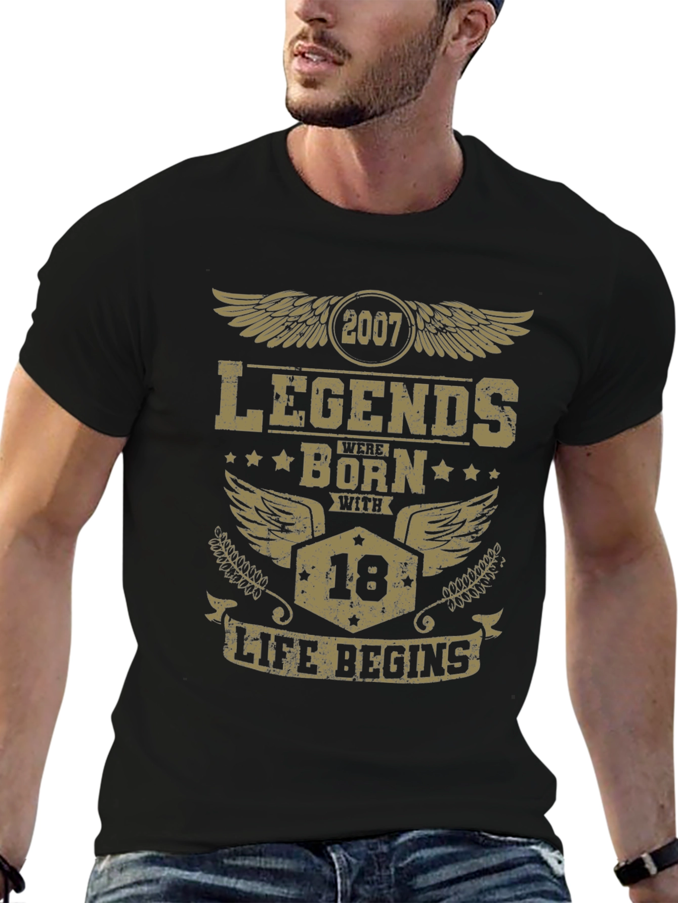 Legends Born in 2007 Age 18 Black T-Shirt