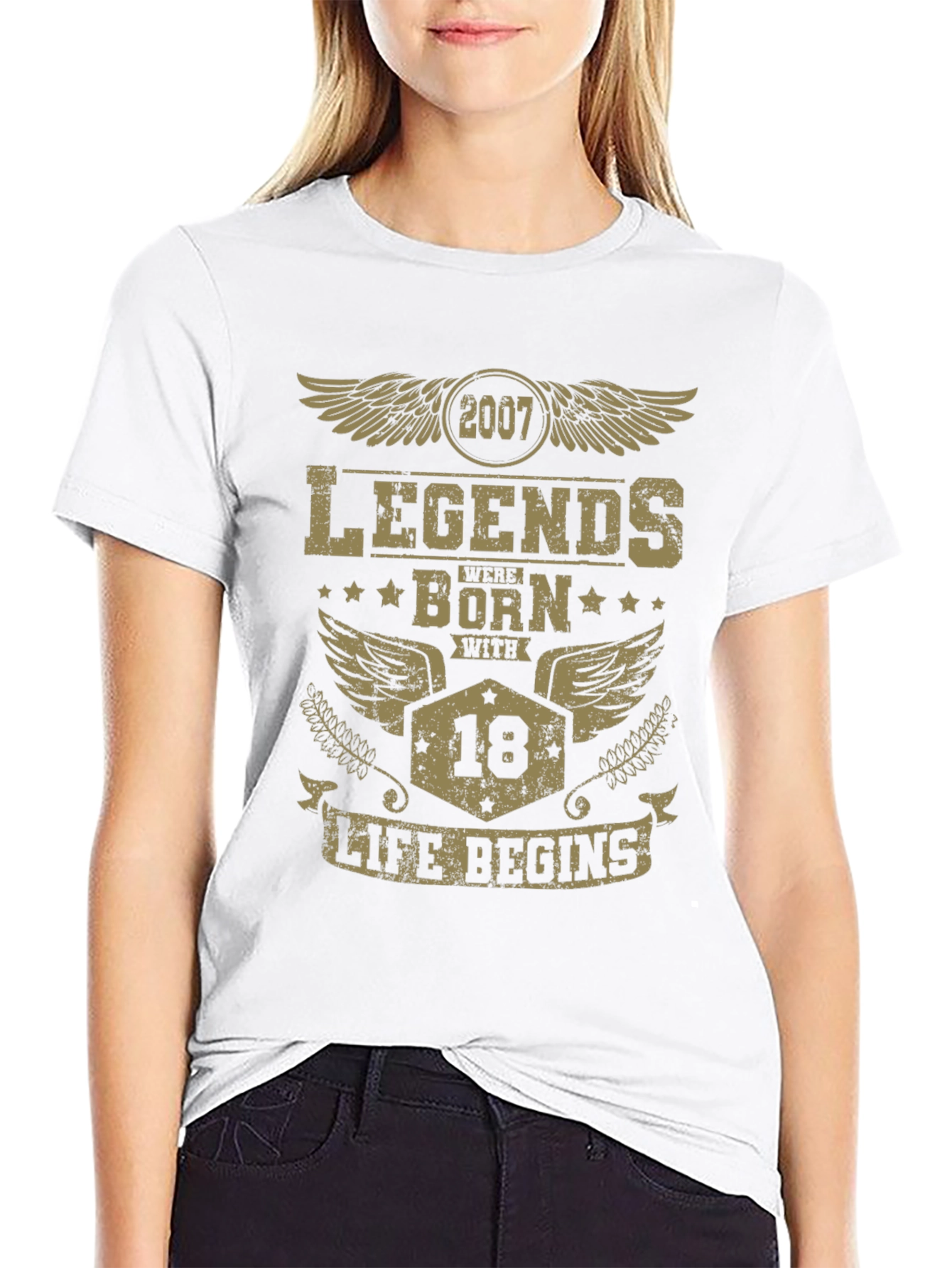 Legends Born in 2007 Age 18 Black T-Shirt
