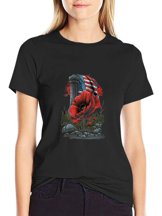 Patriotic Poppy T-Shirt - American Flag Memorial Day Tee