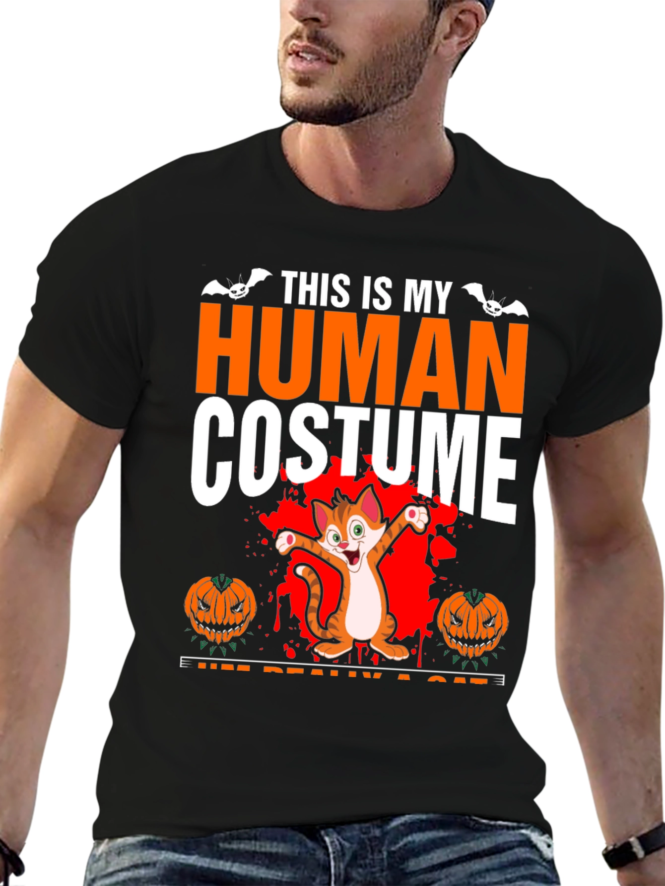 Human Costume Cat Halloween T-Shirt