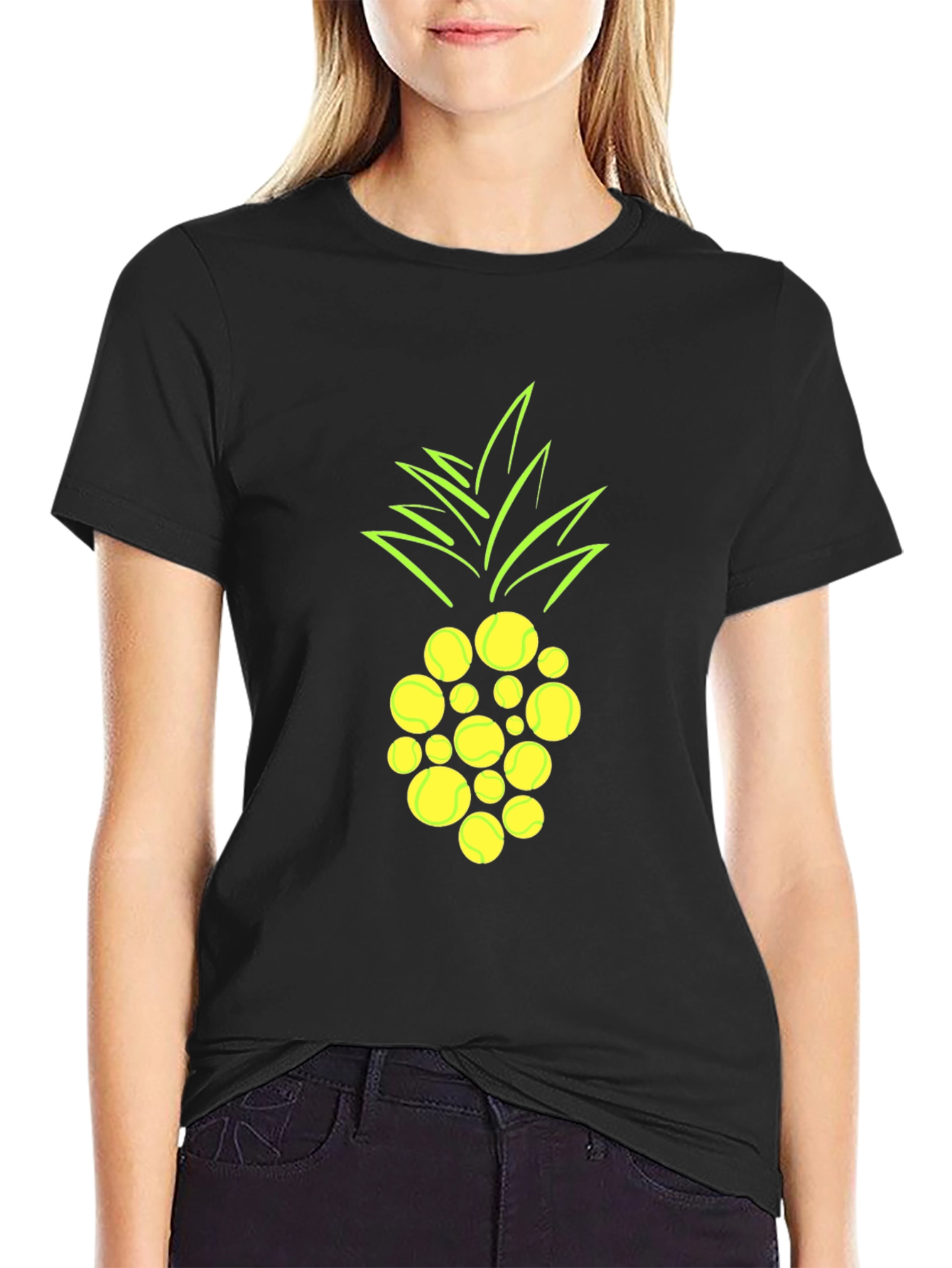 Pineapple Tennis Ball Graphic T-Shirt