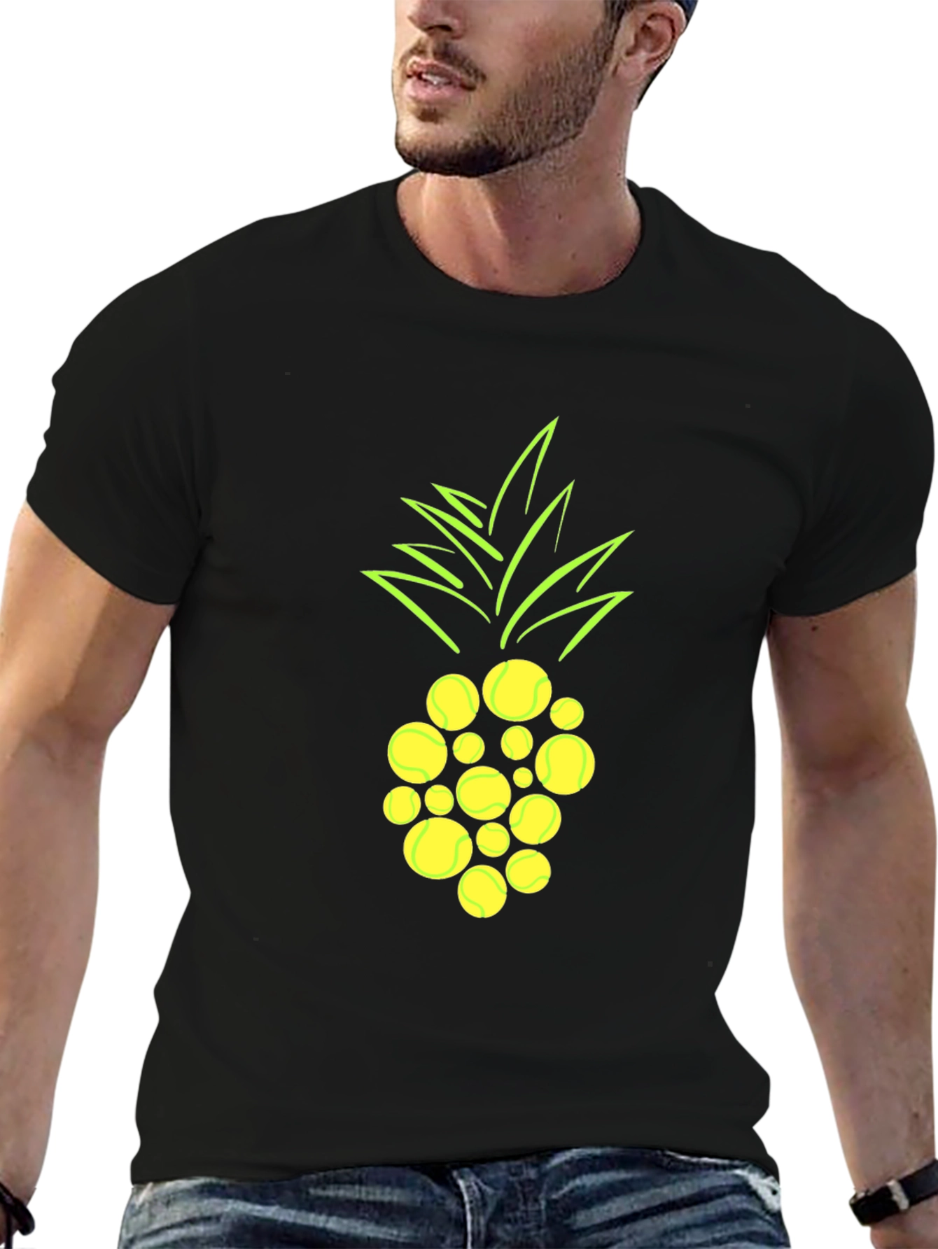 Pineapple Tennis Ball Graphic T-Shirt