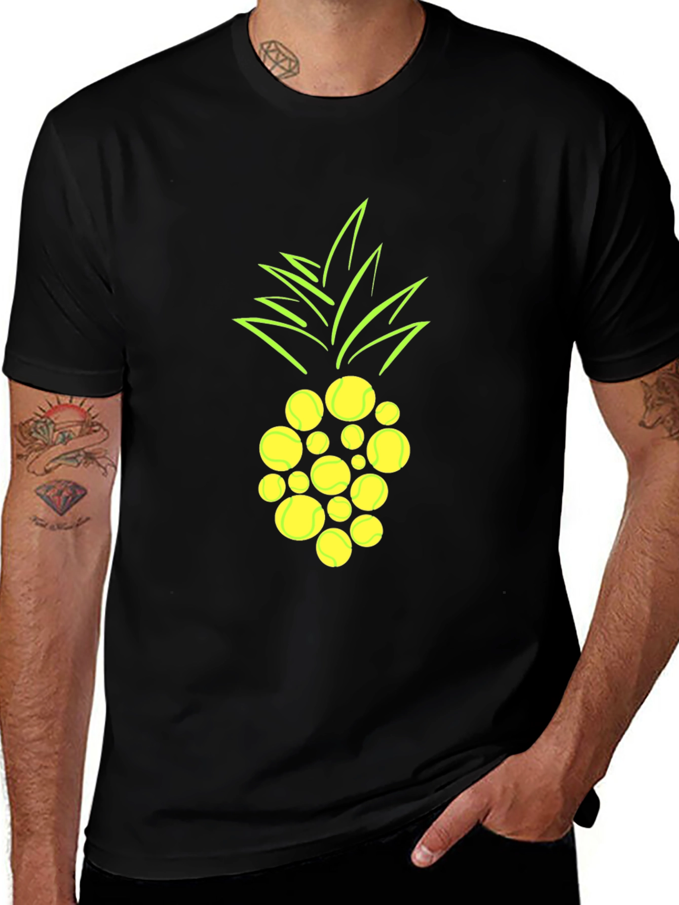 Pineapple Tennis Ball Graphic T-Shirt