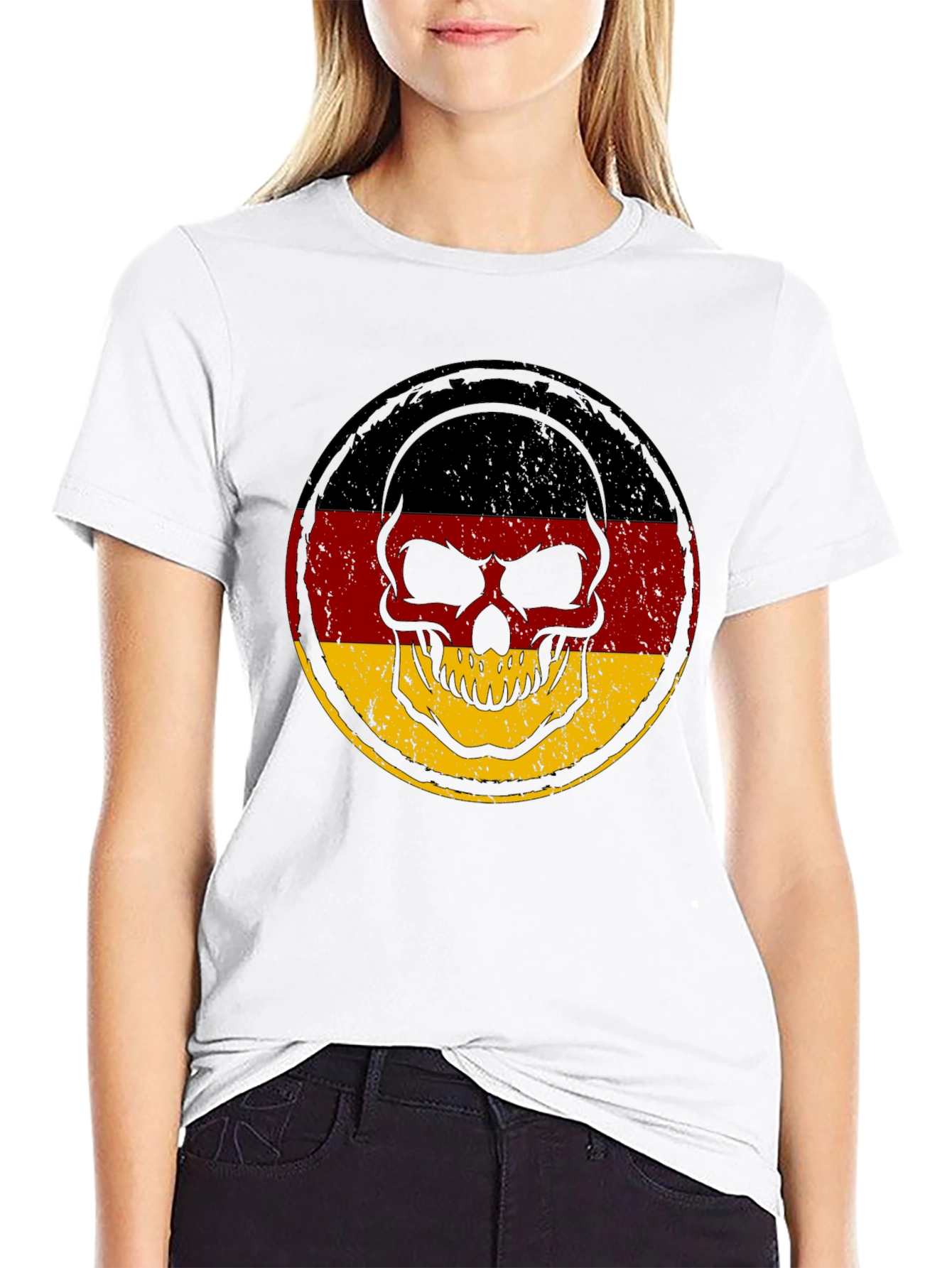 German Flag Skull Graphic T-Shirt