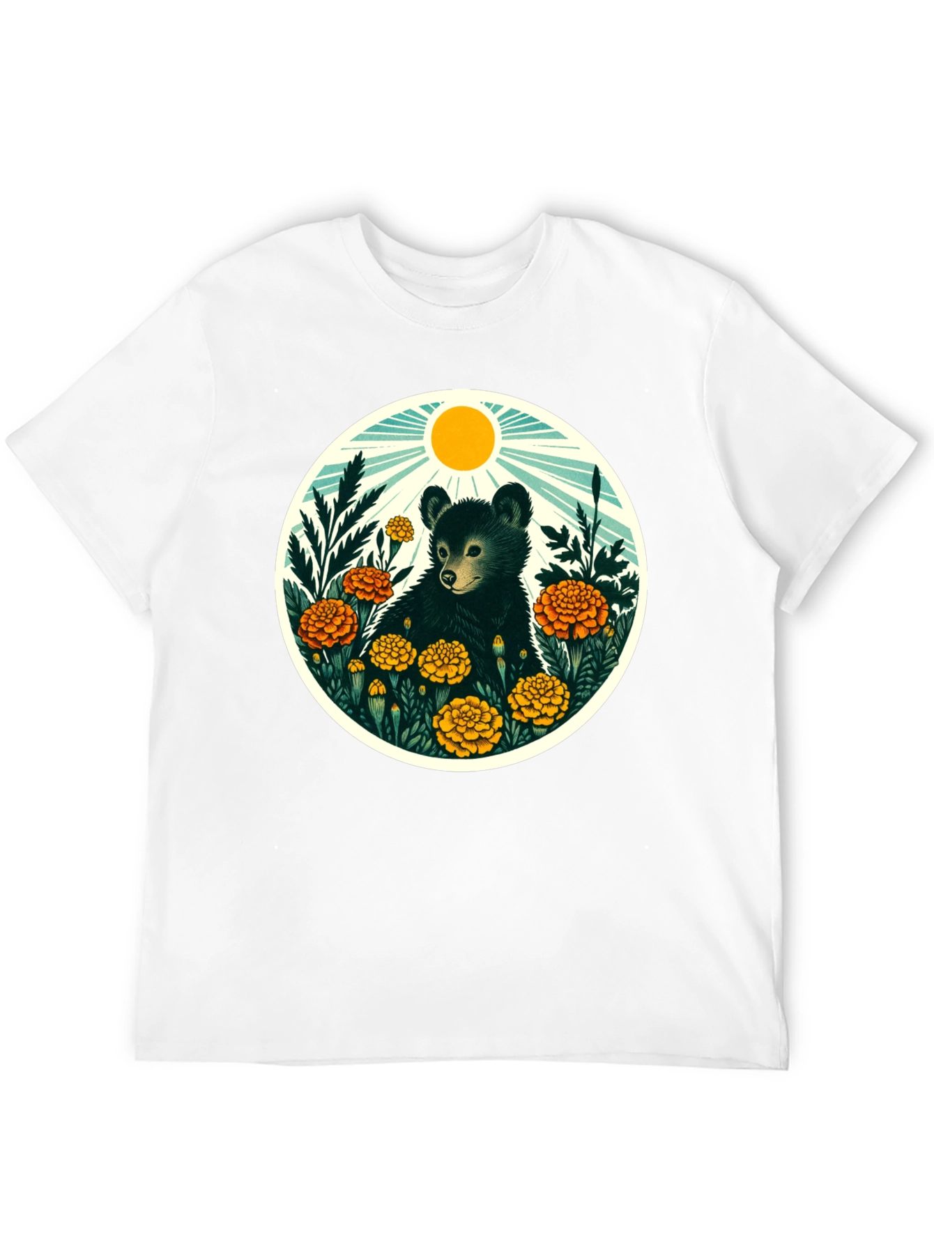 Bear in Flowers Graphic T-Shirt