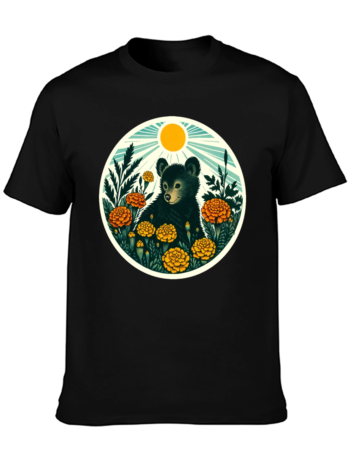 Bear in Flowers Graphic T-Shirt