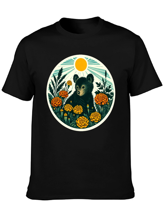 Bear in Flowers Graphic T-Shirt