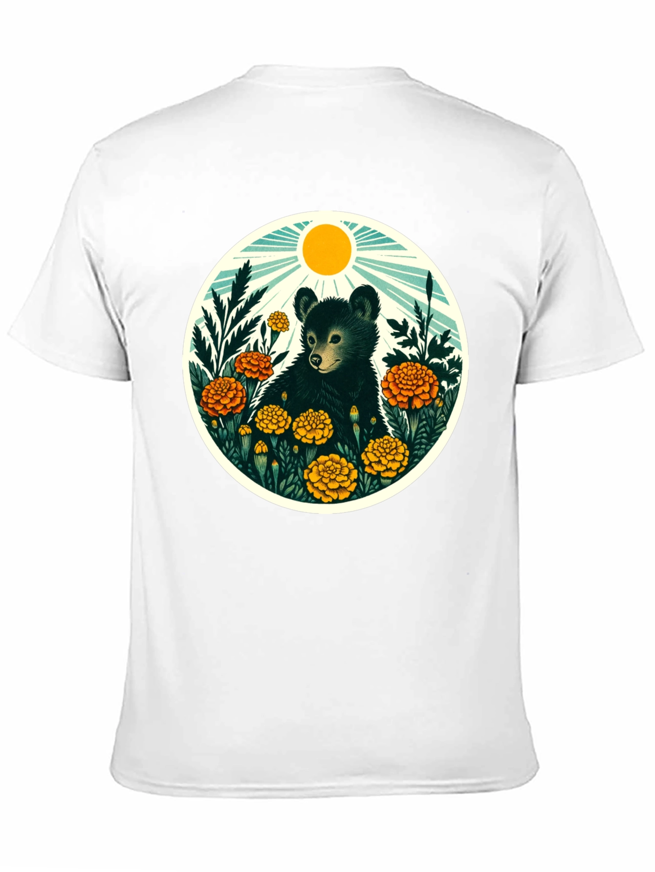 Bear in Flowers Graphic T-Shirt