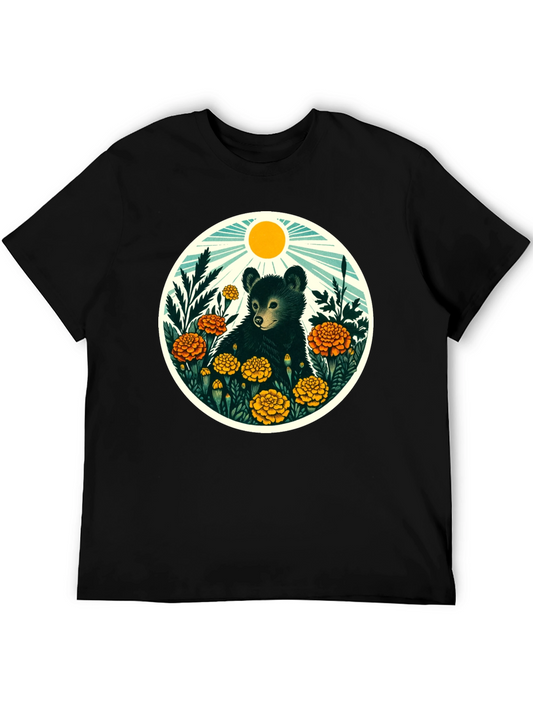 Bear in Flowers Graphic T-Shirt