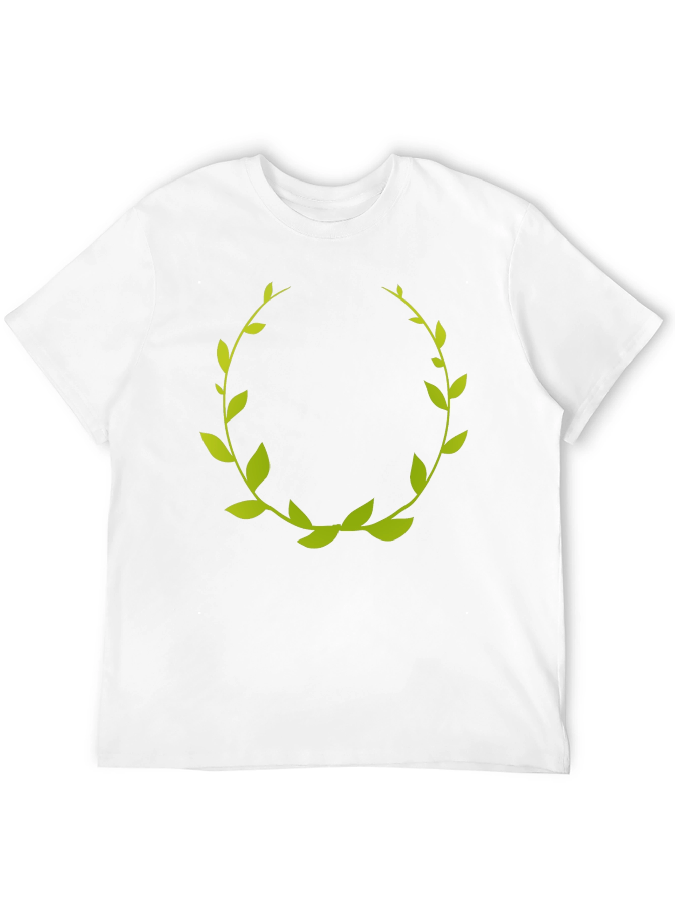 Green Laurel Wreath Graphic Tee - Black Cotton T-Shirt