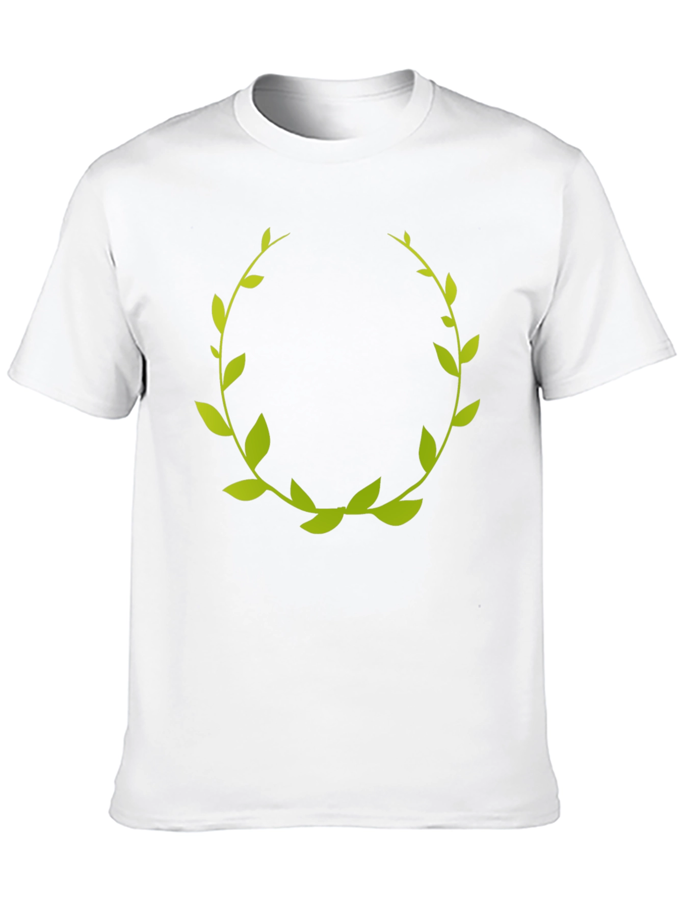 Green Laurel Wreath Graphic Tee - Black Cotton T-Shirt