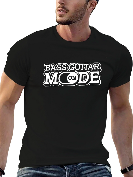 Bass Guitar Mode ON Black T-Shirt