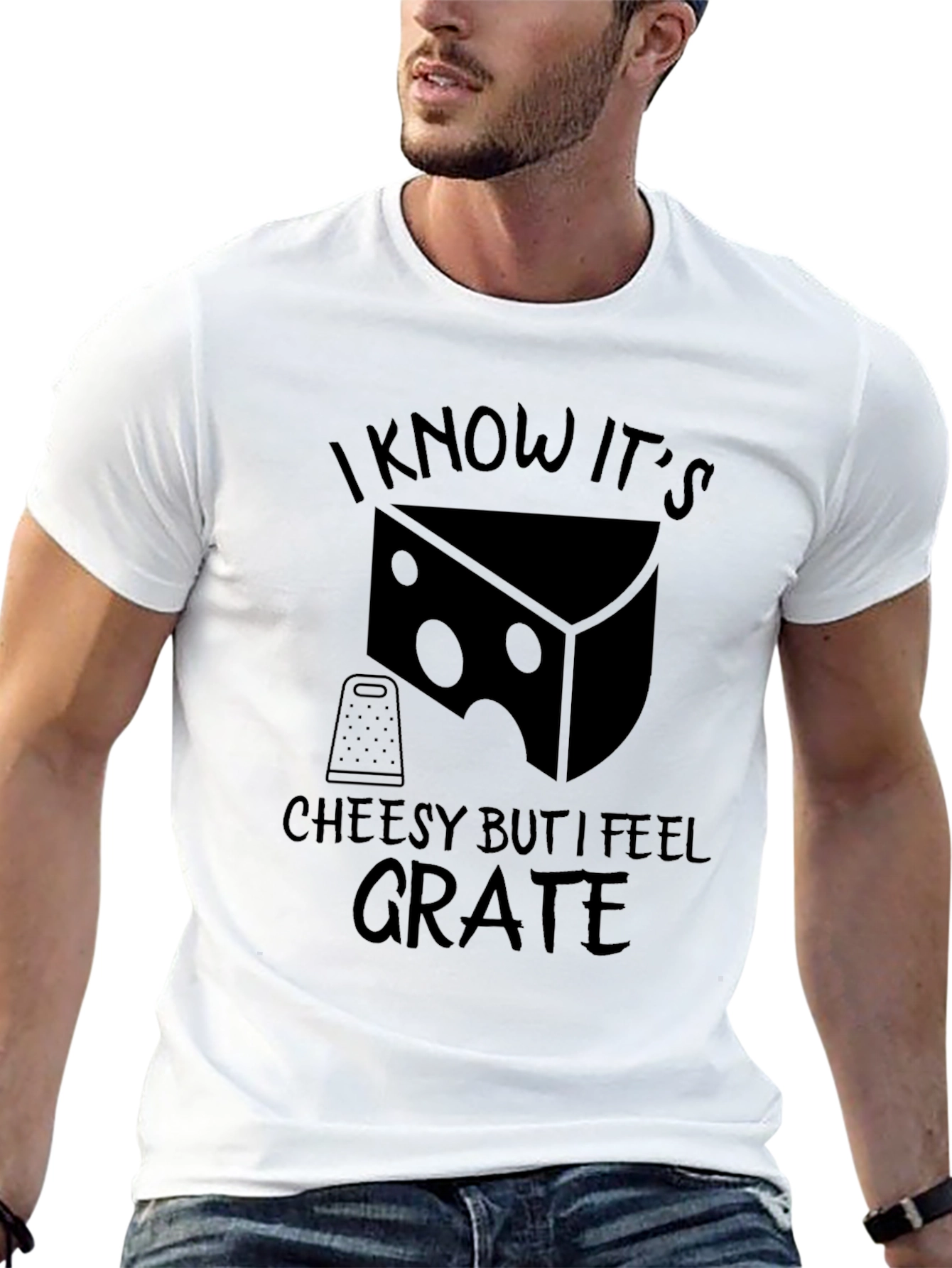 Cheesy Grate Mens Black Graphic T-Shirt