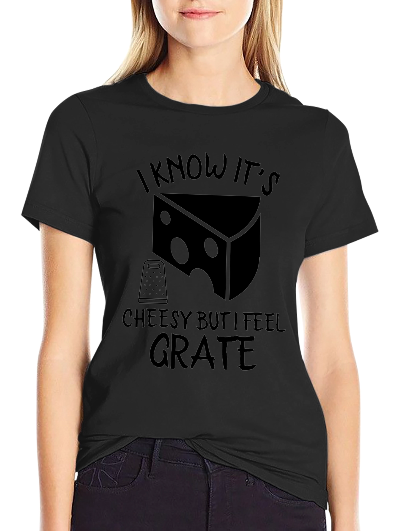 Cheesy Grate Mens Black Graphic T-Shirt
