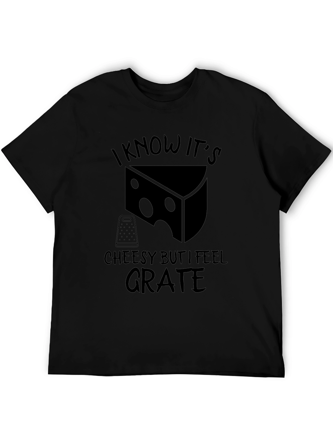 Cheesy Grate Mens Black Graphic T-Shirt