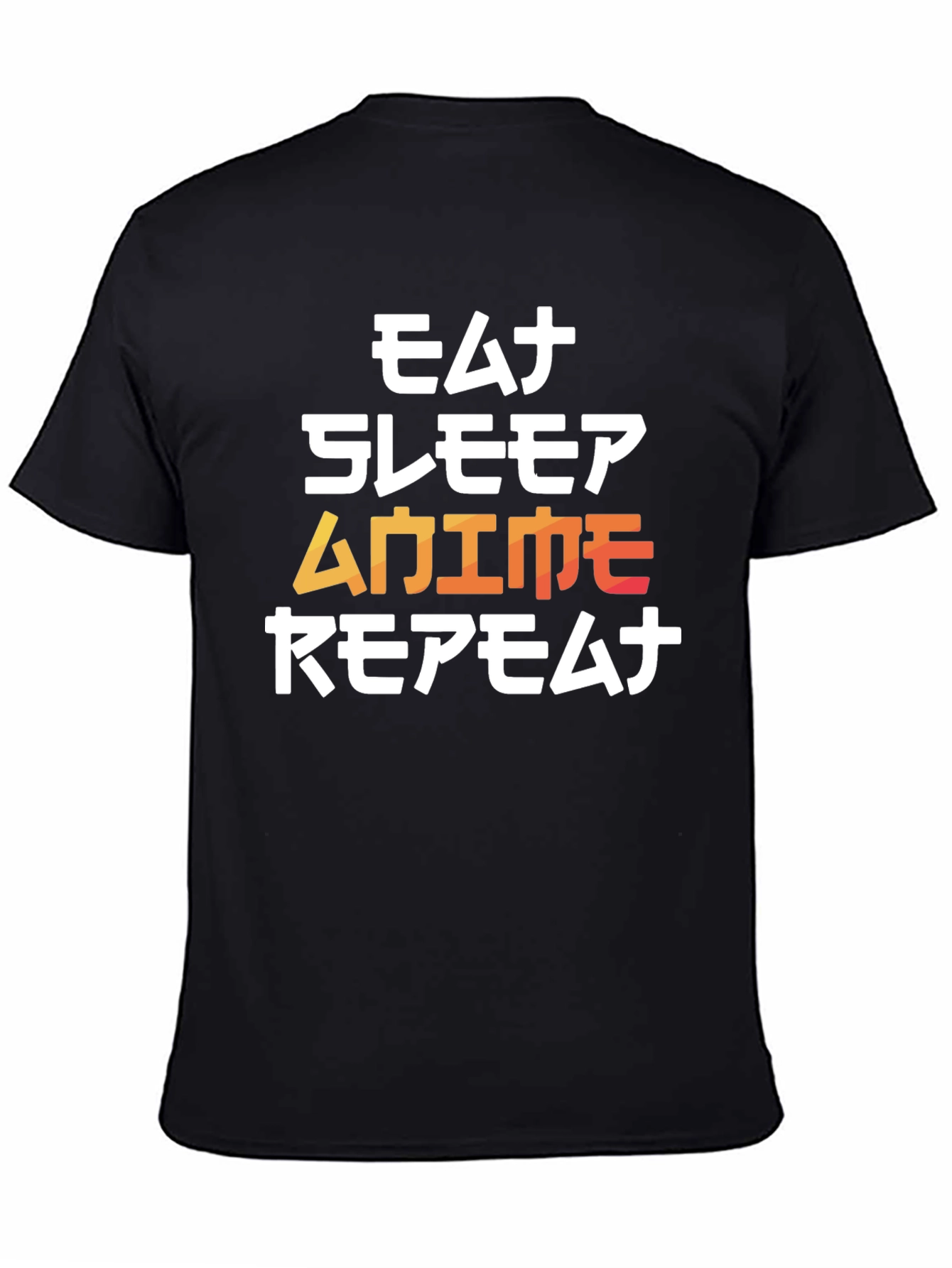 Eat Sleep Anime Repeat Black Graphic Tee