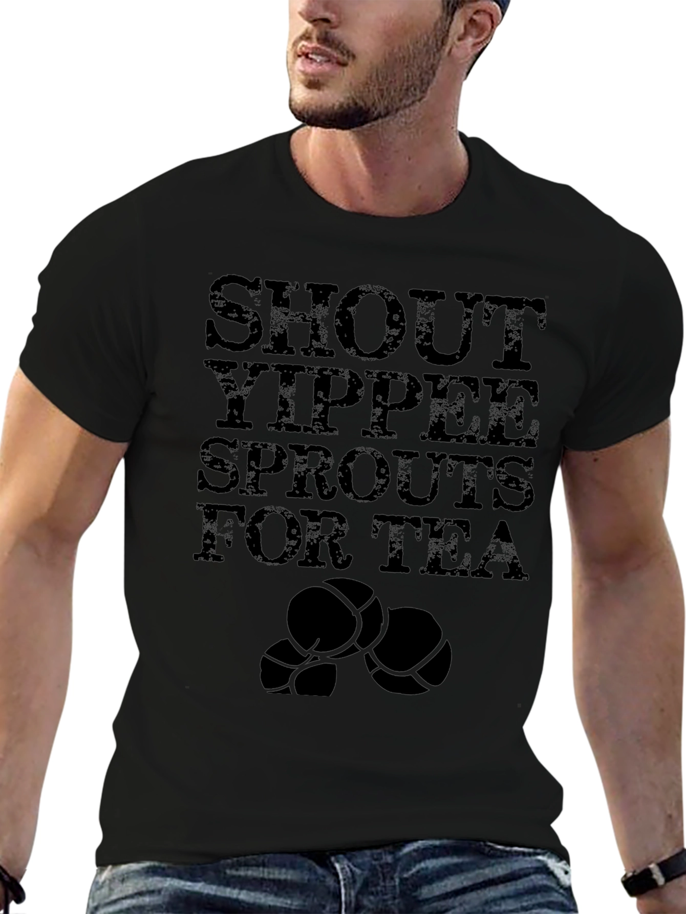 Shout Yippee Sprouts for Tea Black T-Shirt