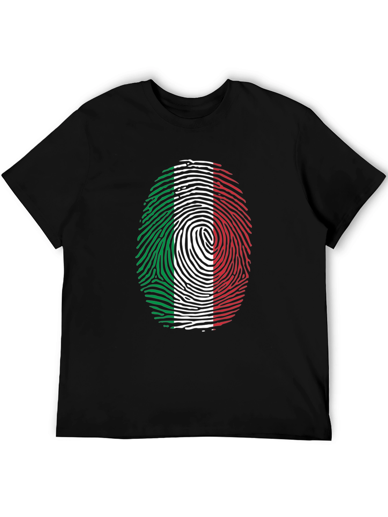 Italian Flag Fingerprint Graphic Tee - Black