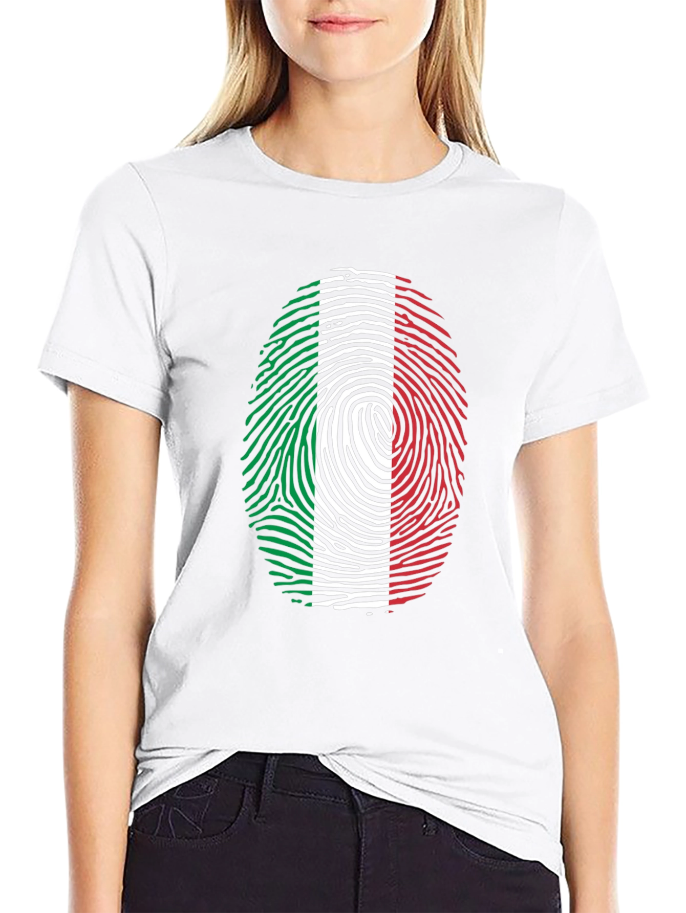 Italian Flag Fingerprint Graphic Tee - Black