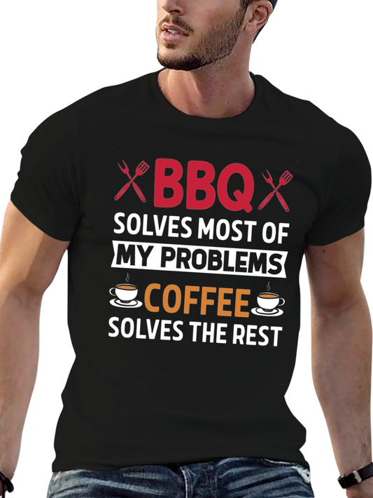 BBQ & Coffee T-Shirt - Solves Most Problems