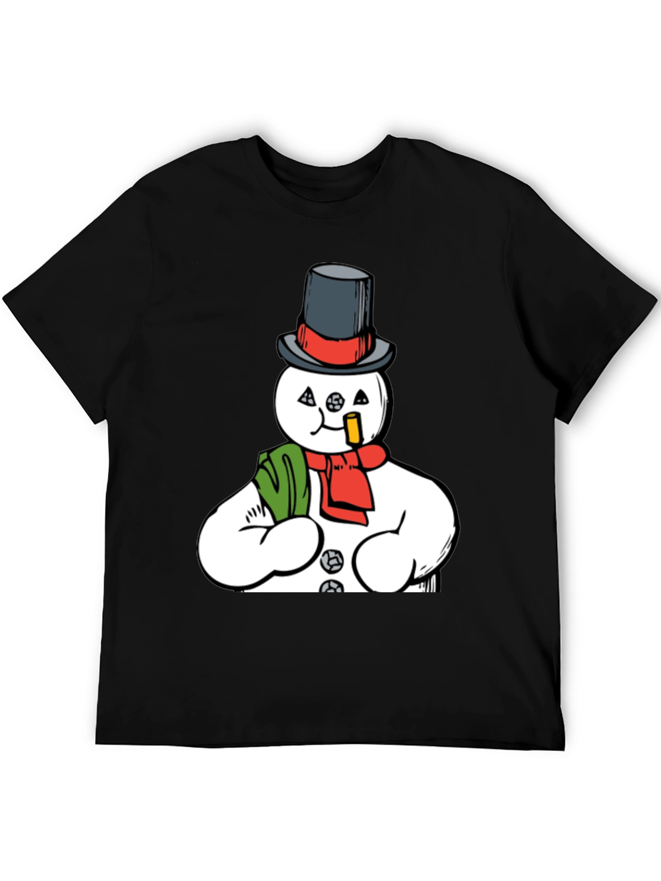 Smoking Snowman Graphic Tee - Quirky Holiday Style