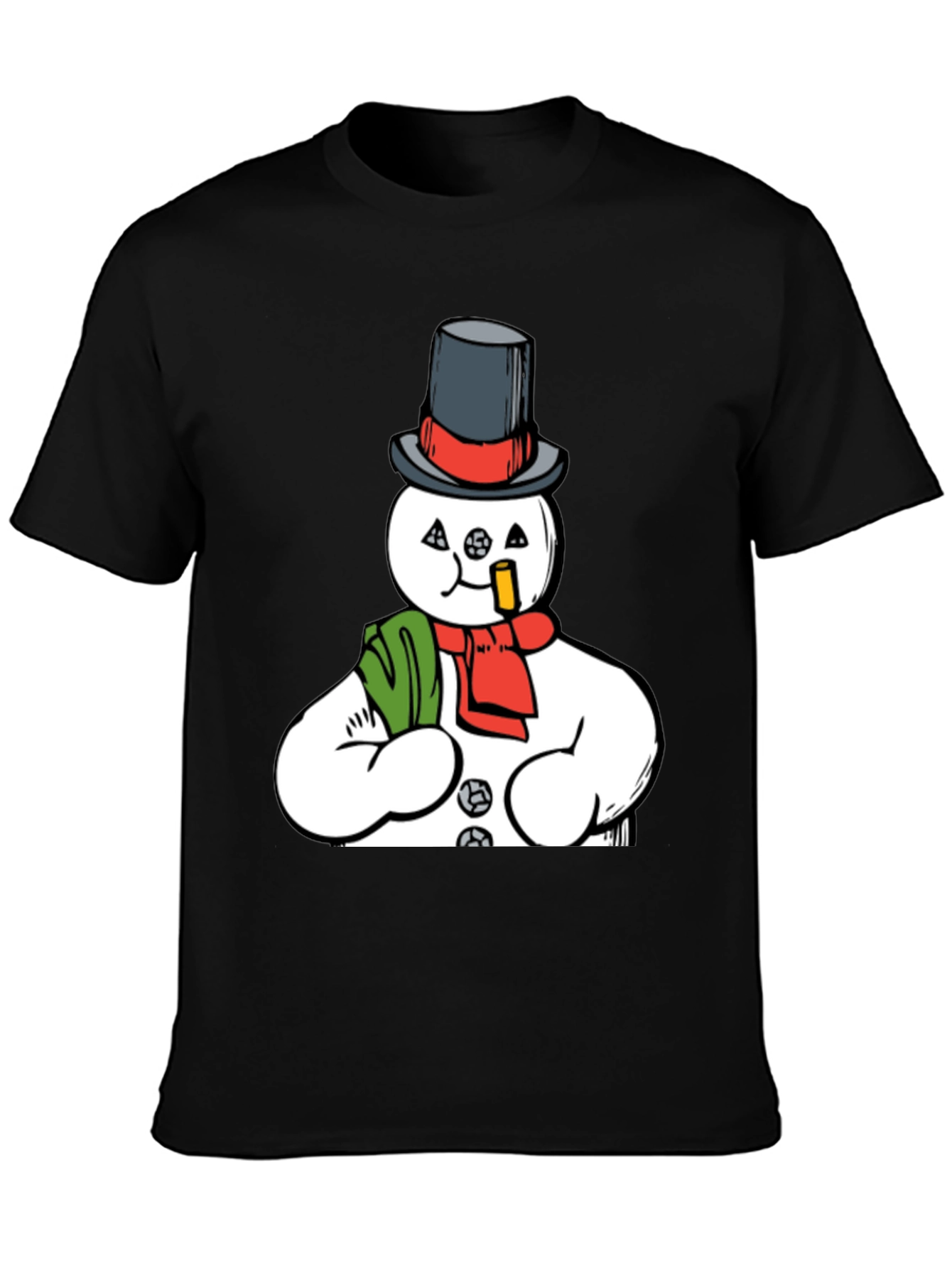 Smoking Snowman Graphic Tee - Quirky Holiday Style