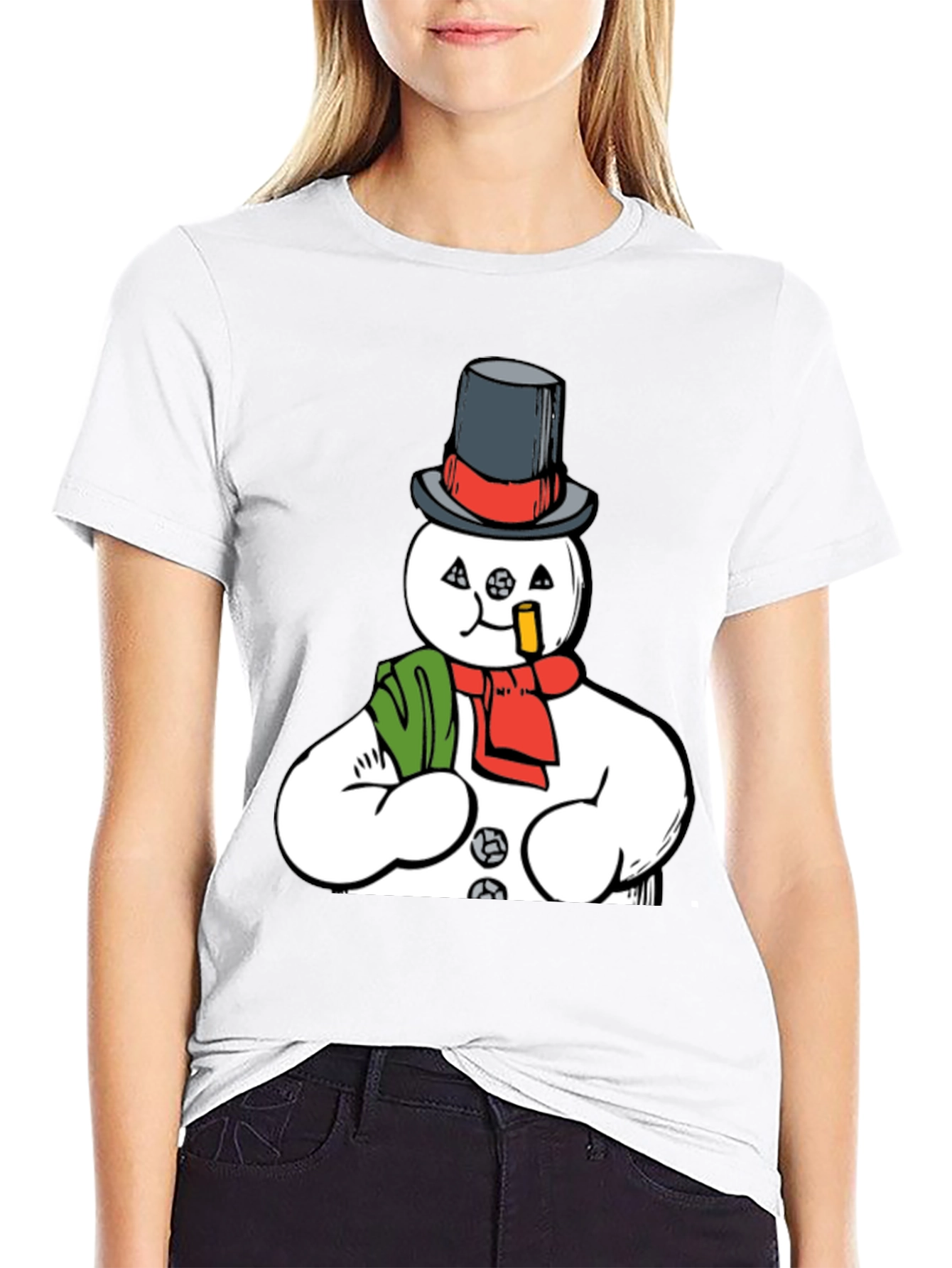 Smoking Snowman Graphic Tee - Quirky Holiday Style