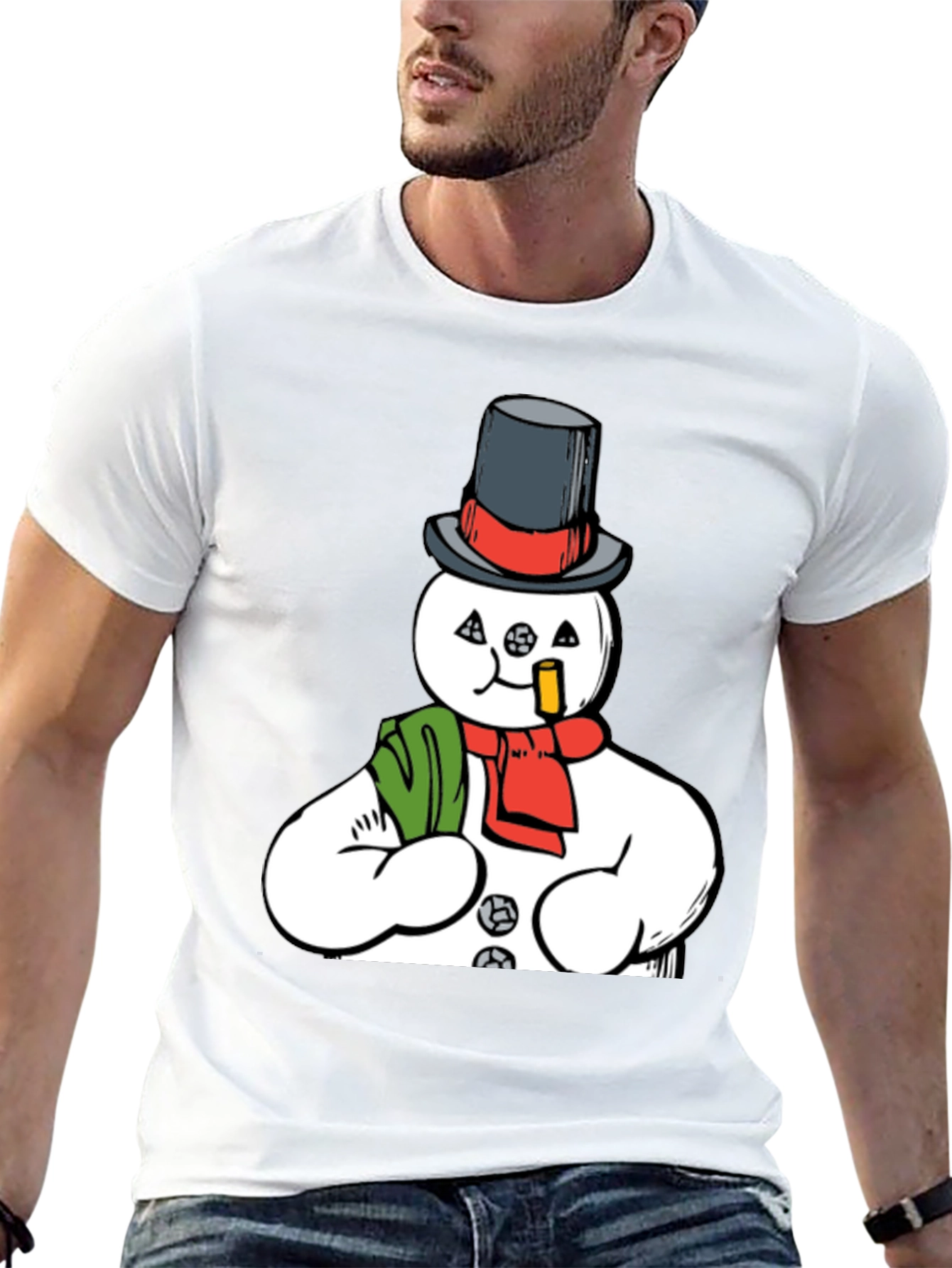Smoking Snowman Graphic Tee - Quirky Holiday Style