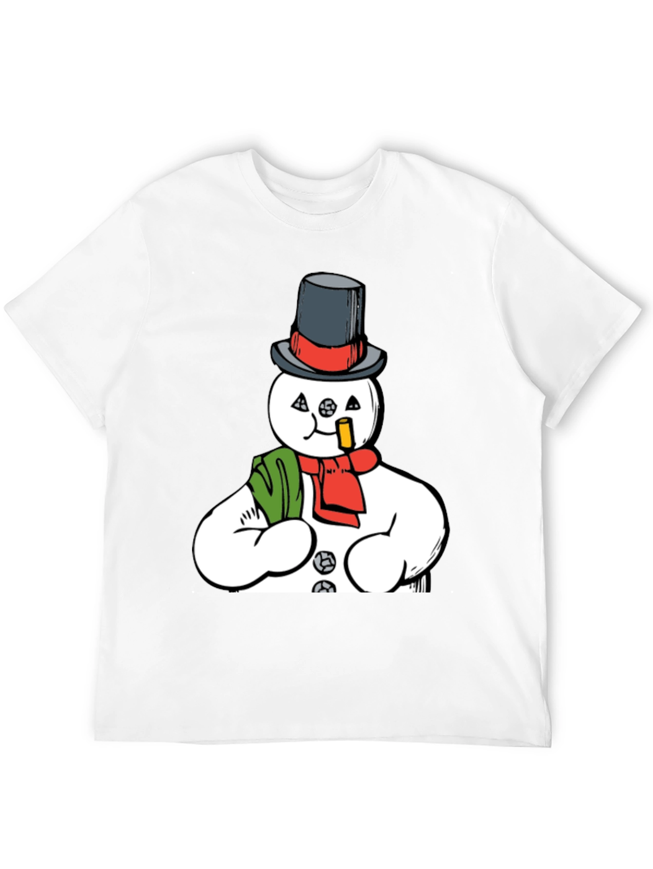Smoking Snowman Graphic Tee - Quirky Holiday Style