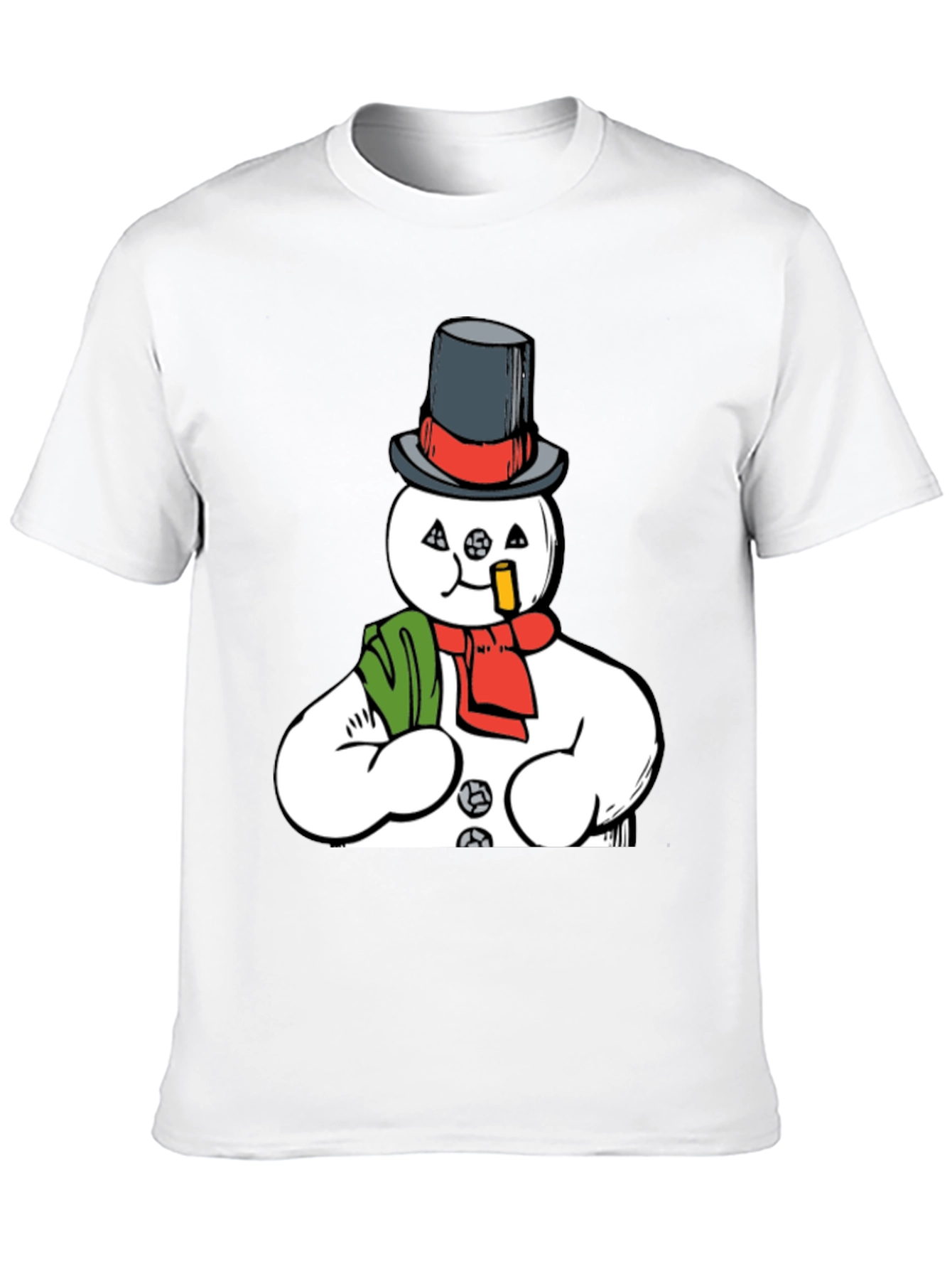 Smoking Snowman Graphic Tee - Quirky Holiday Style