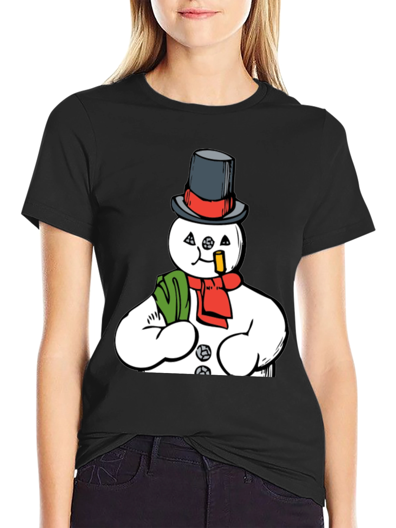 Smoking Snowman Graphic Tee - Quirky Holiday Style