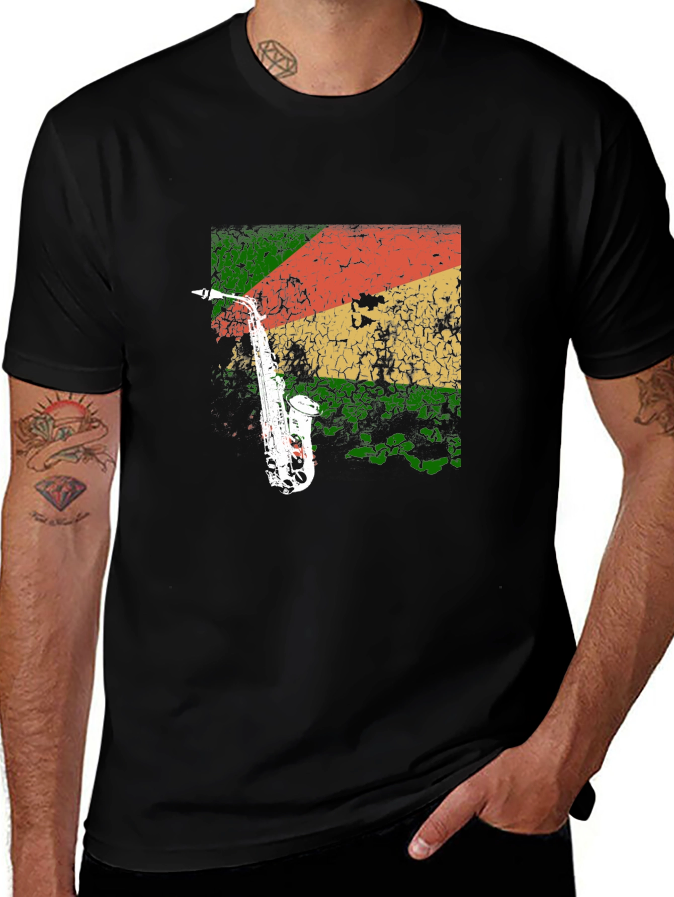 Saxophone Reggae T-Shirt - Cool Music Tee