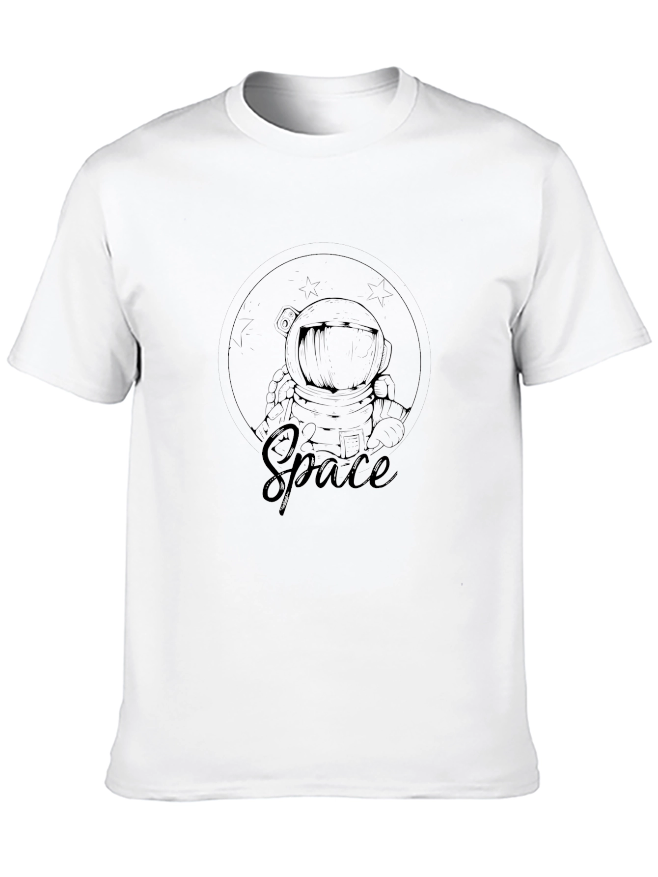 Space Astronaut Graphic Print Black T-Shirt