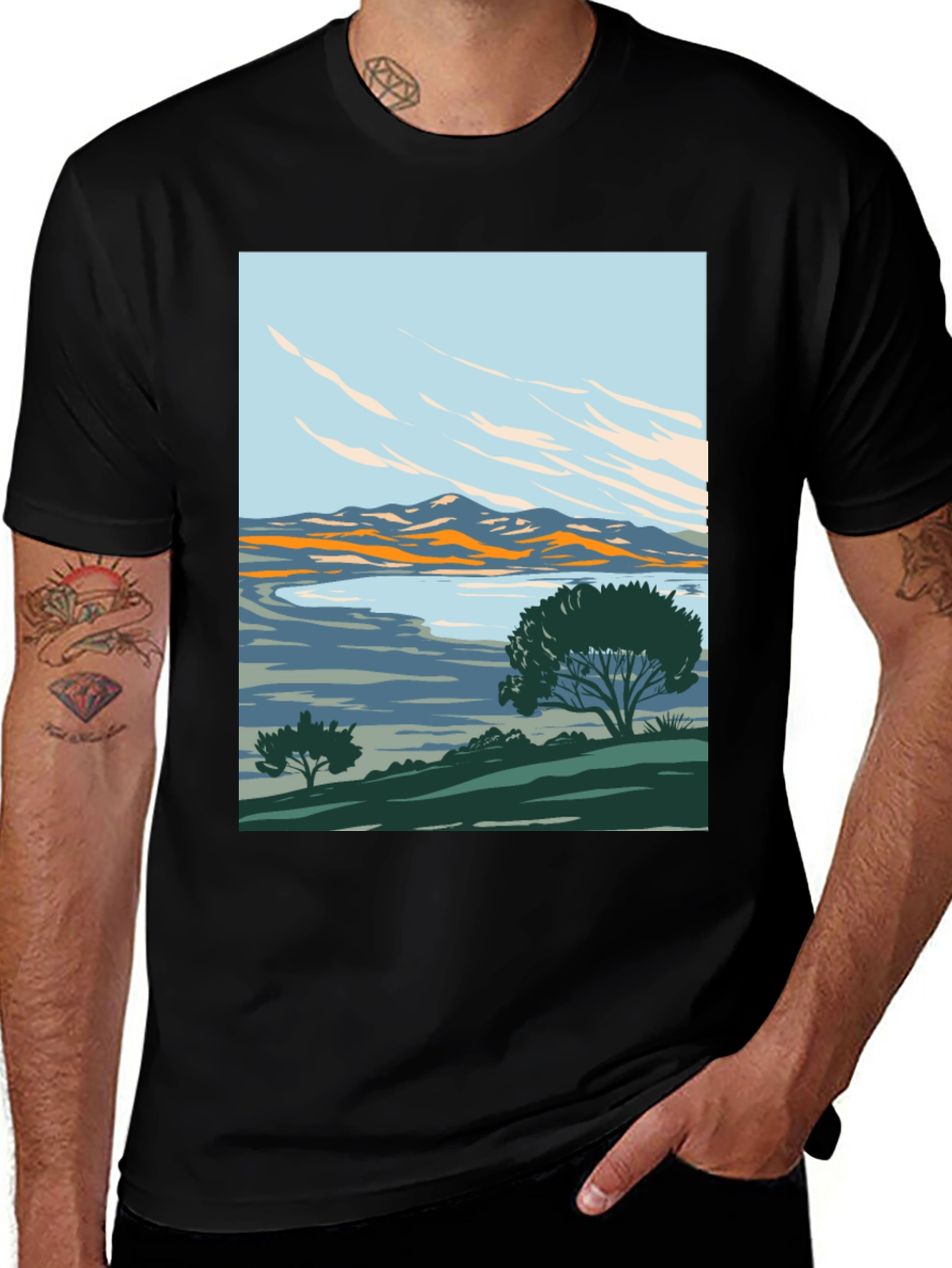 Scenic Landscape Graphic Tee - Stylish Comfort