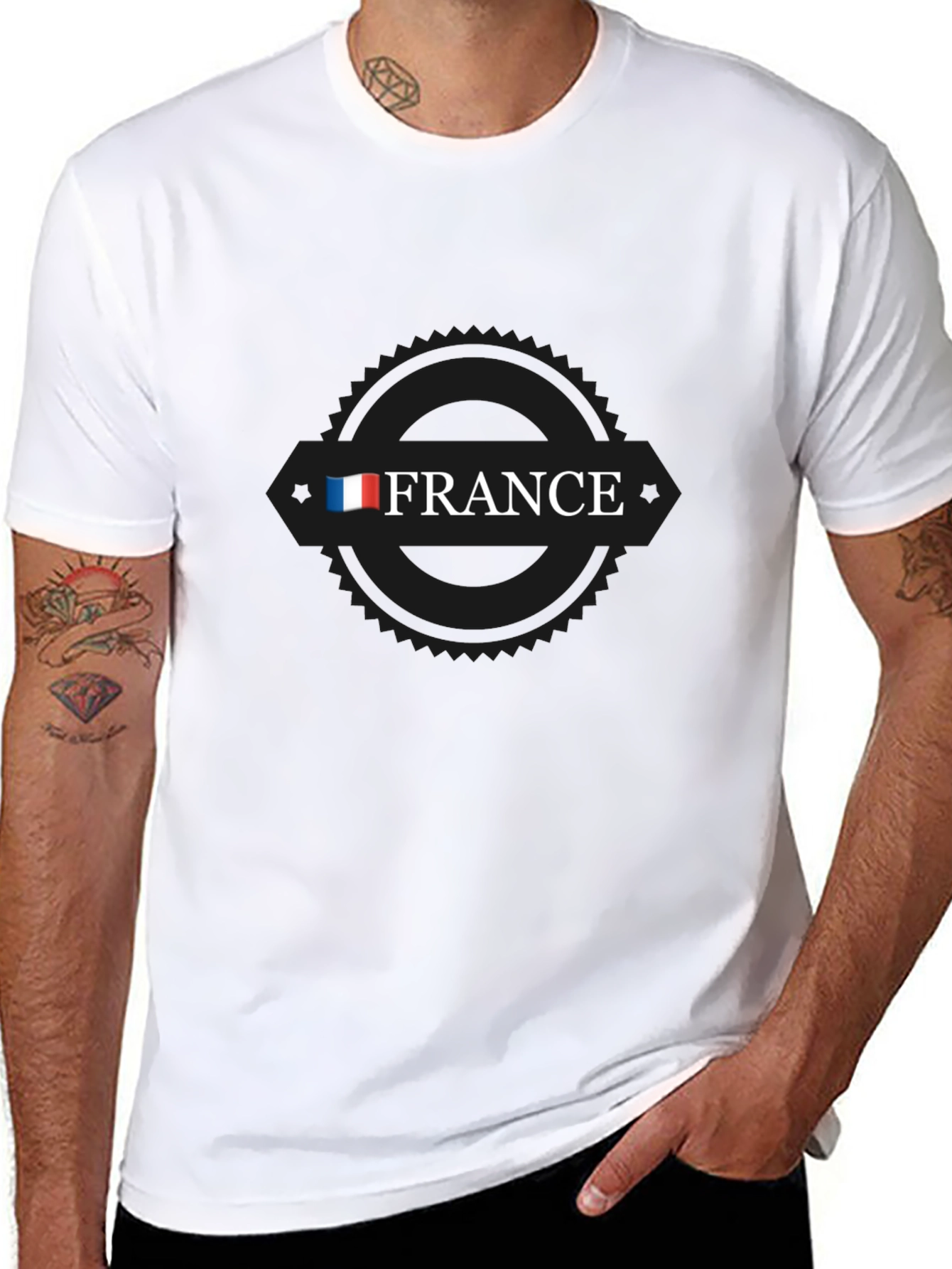 France Flag Graphic Black T-Shirt
