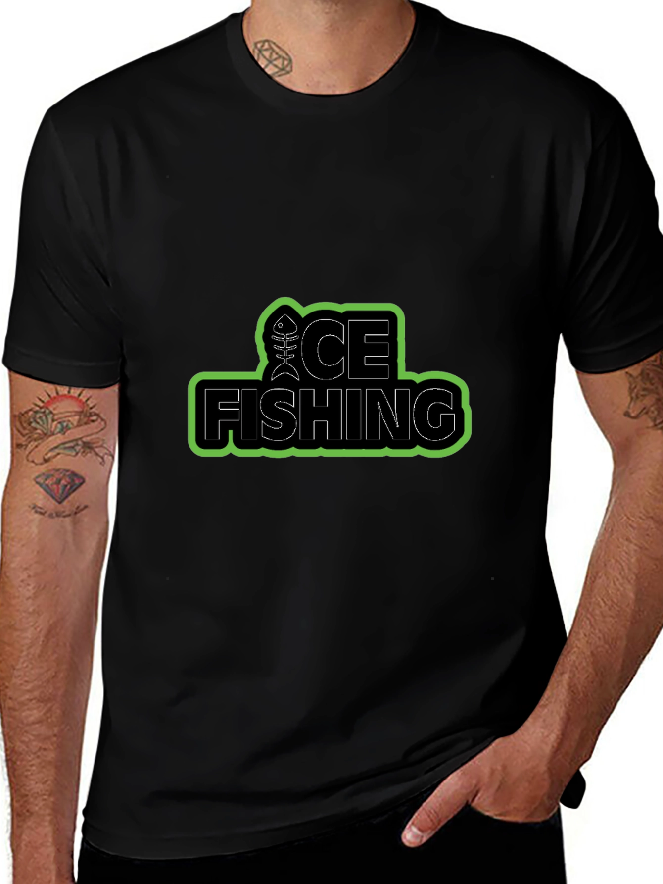 Ice Fishing T-Shirt - Cool Fish Bone Design