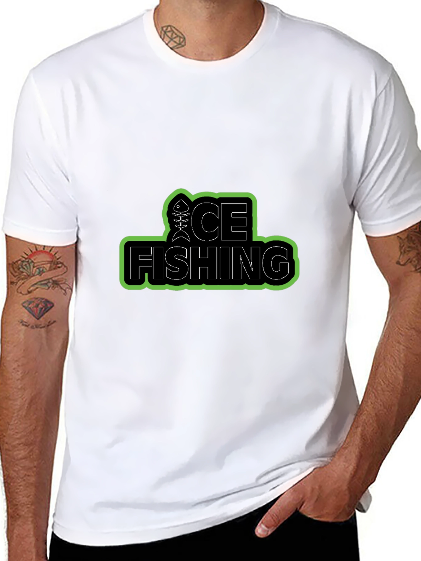 Ice Fishing T-Shirt - Cool Fish Bone Design
