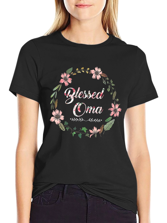 Blessed Oma Floral Wreath Graphic Tee