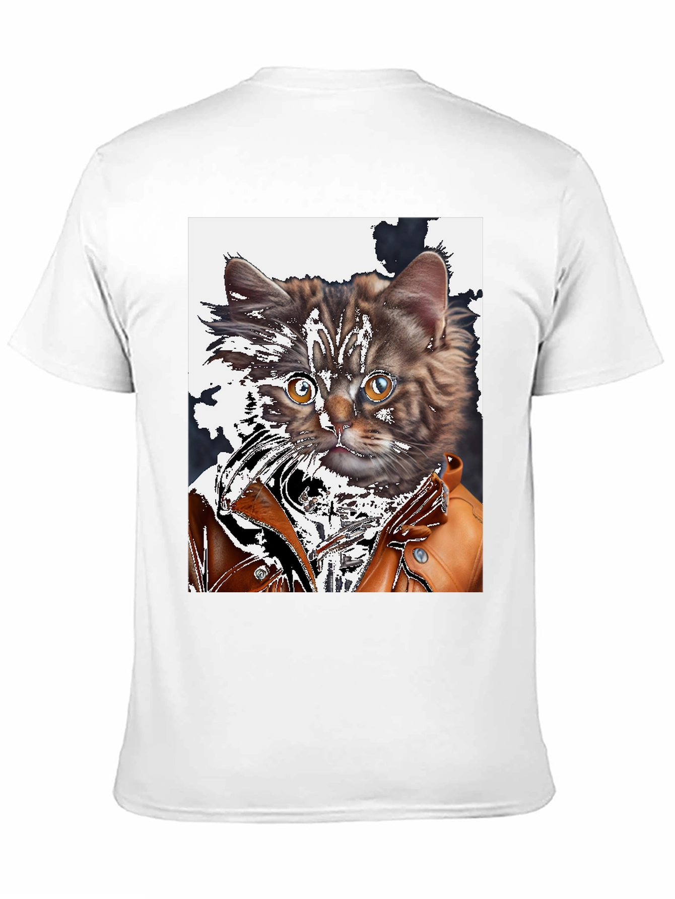 Cool Cat in Leather Jacket Graphic T-Shirt