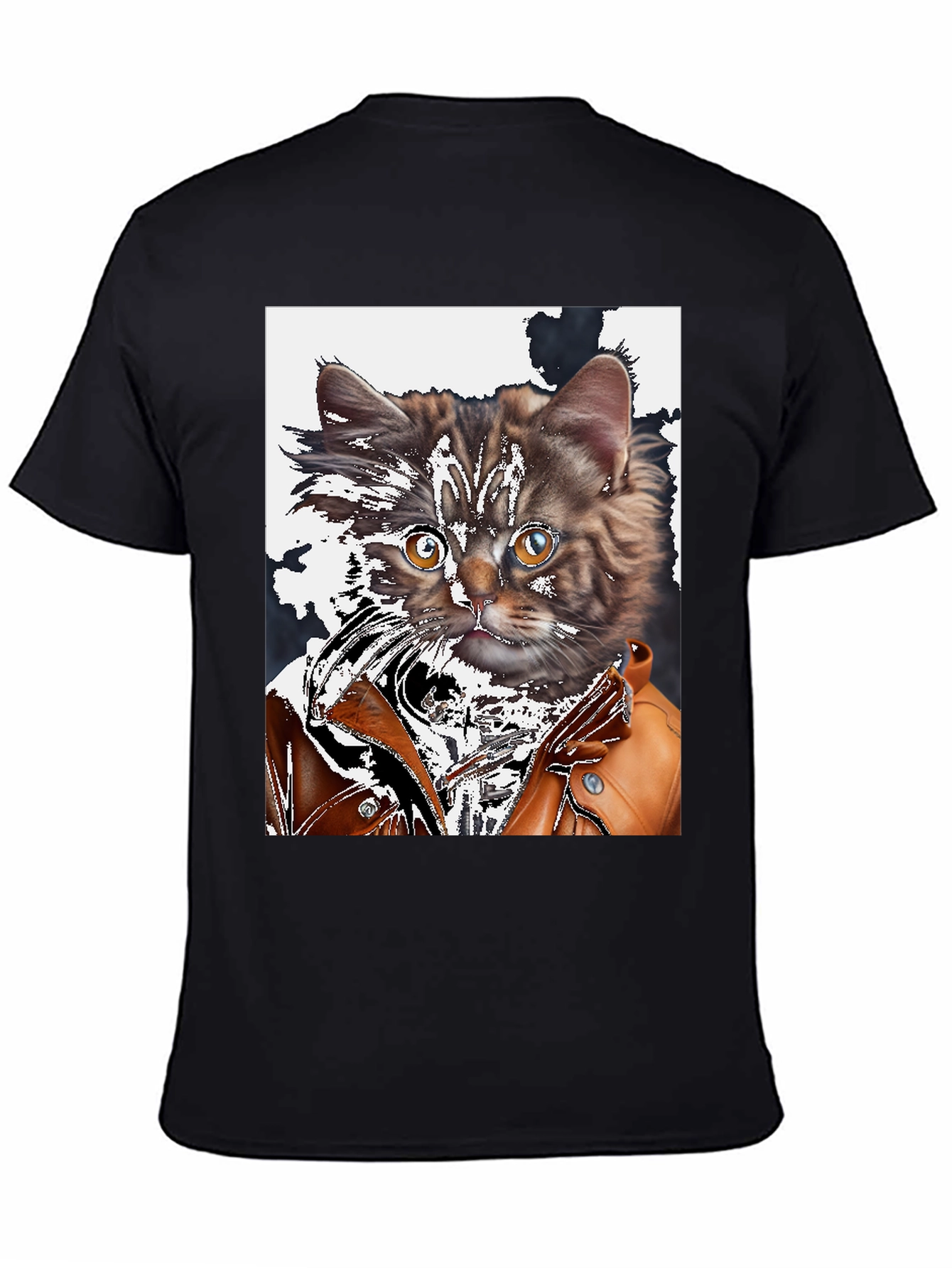 Cool Cat in Leather Jacket Graphic T-Shirt