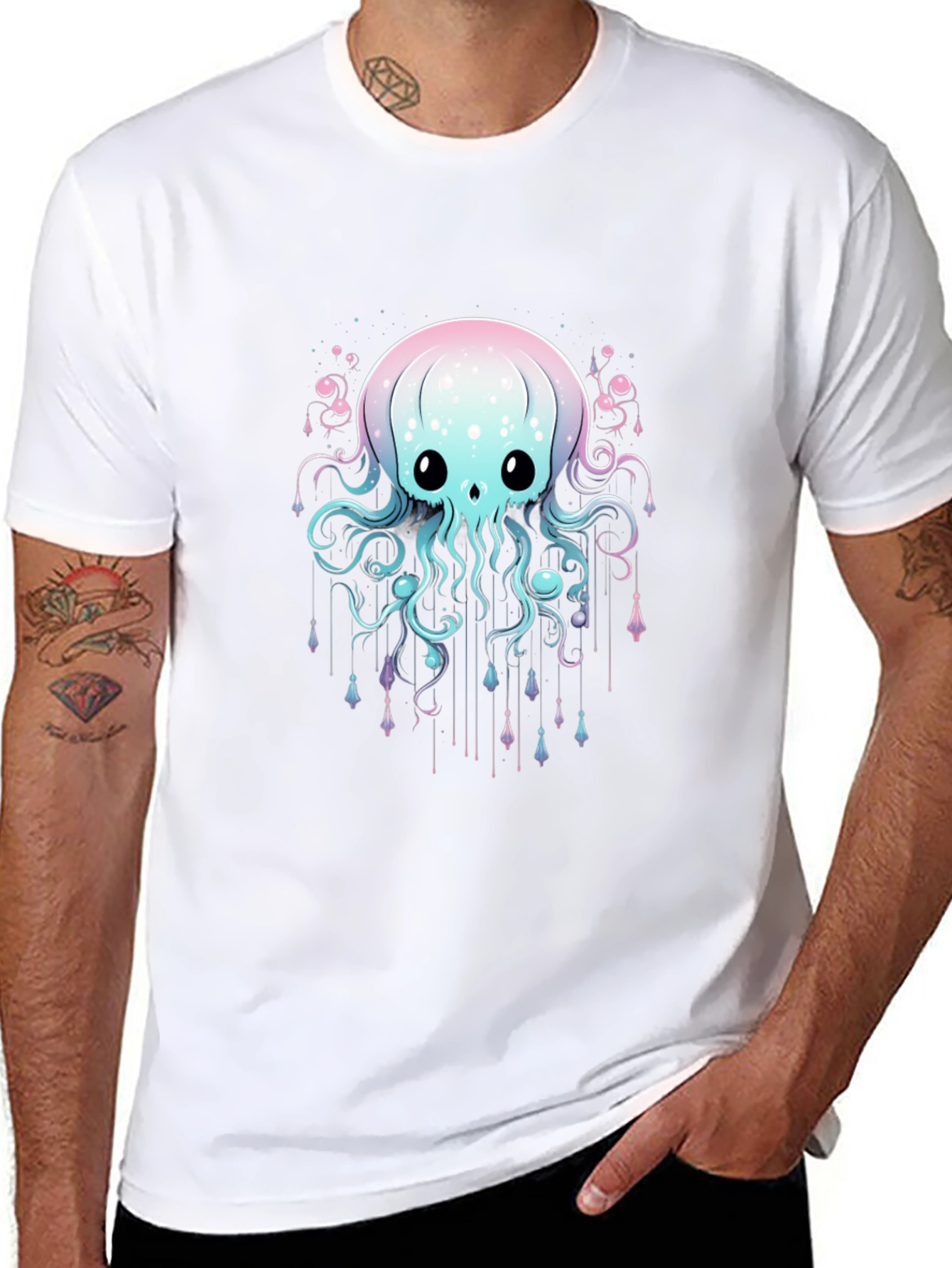 Cute Jellyfish Graphic Black T-Shirt