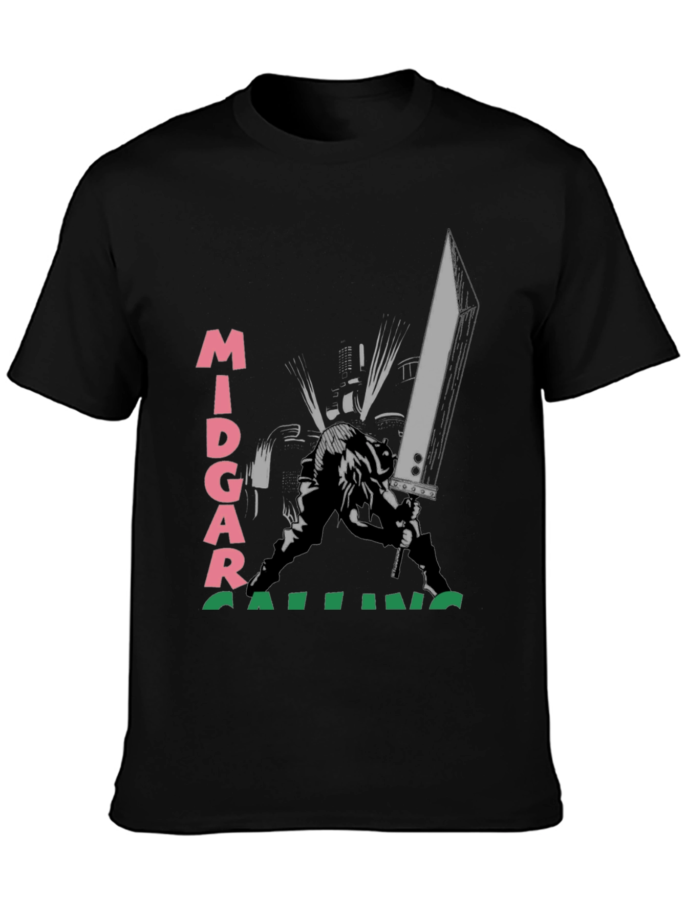 Midgar Calling Black T-Shirt - Graphic Print