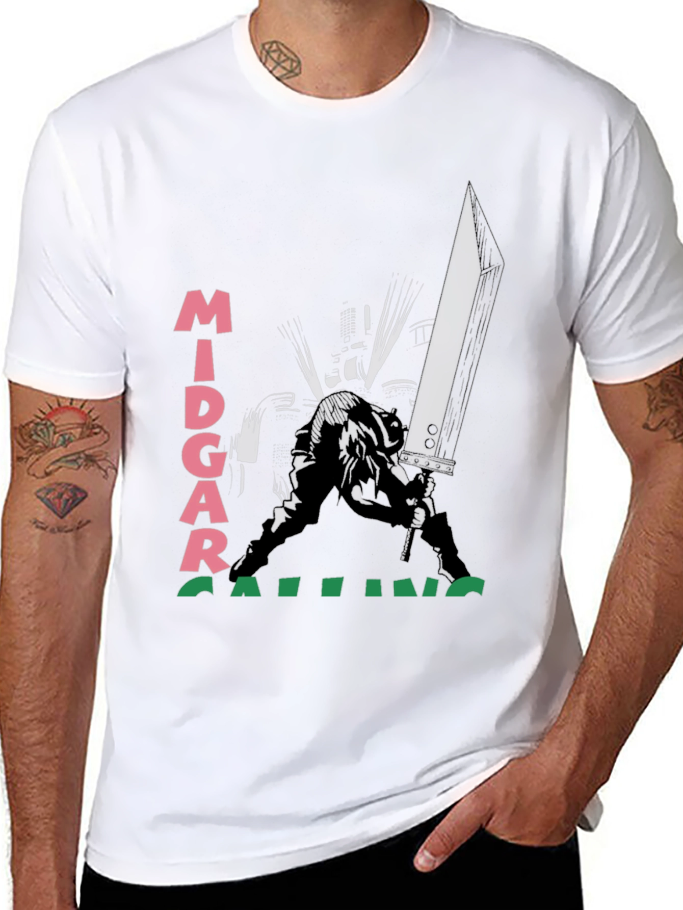 Midgar Calling Black T-Shirt - Graphic Print