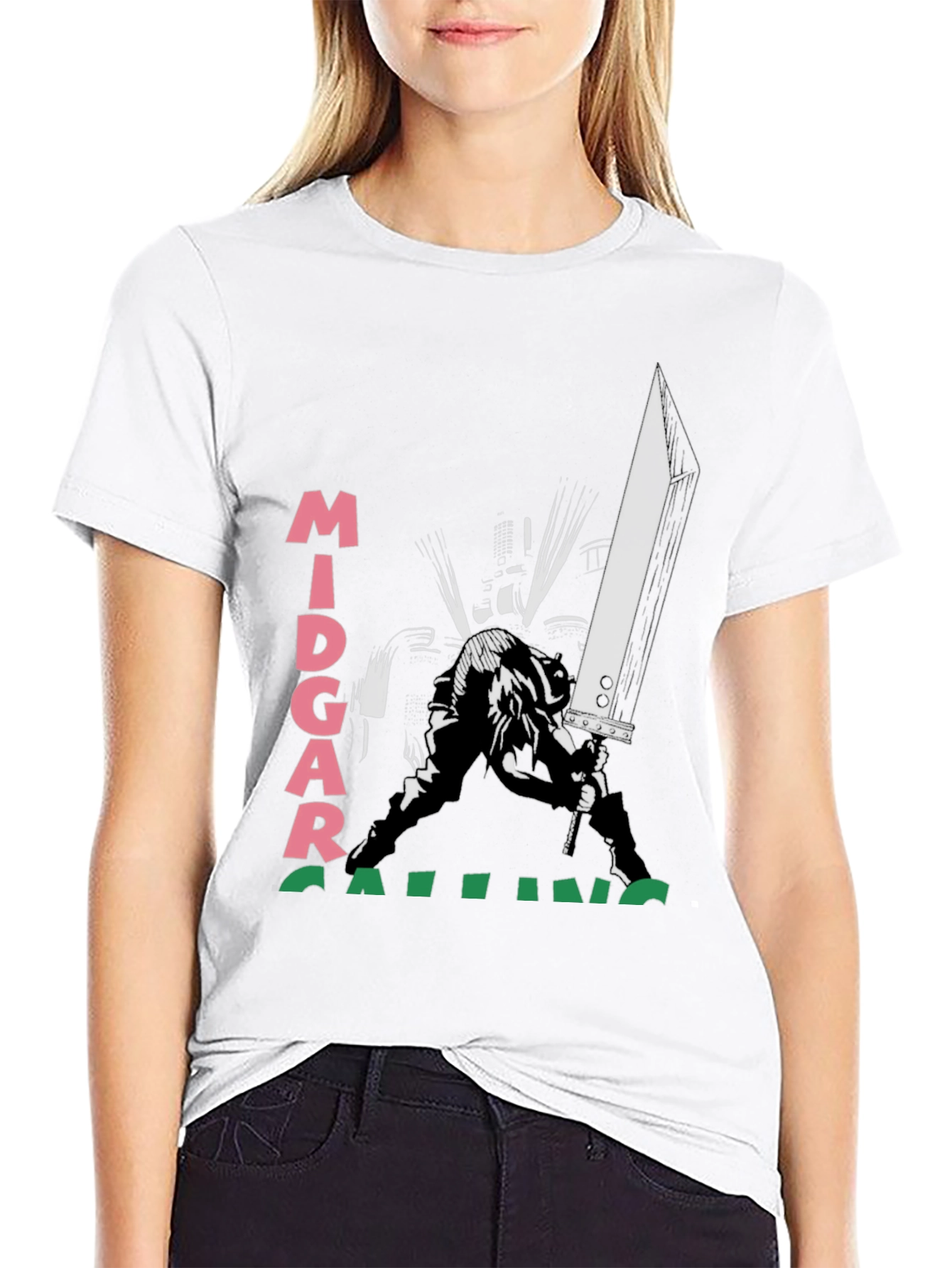 Midgar Calling Black T-Shirt - Graphic Print