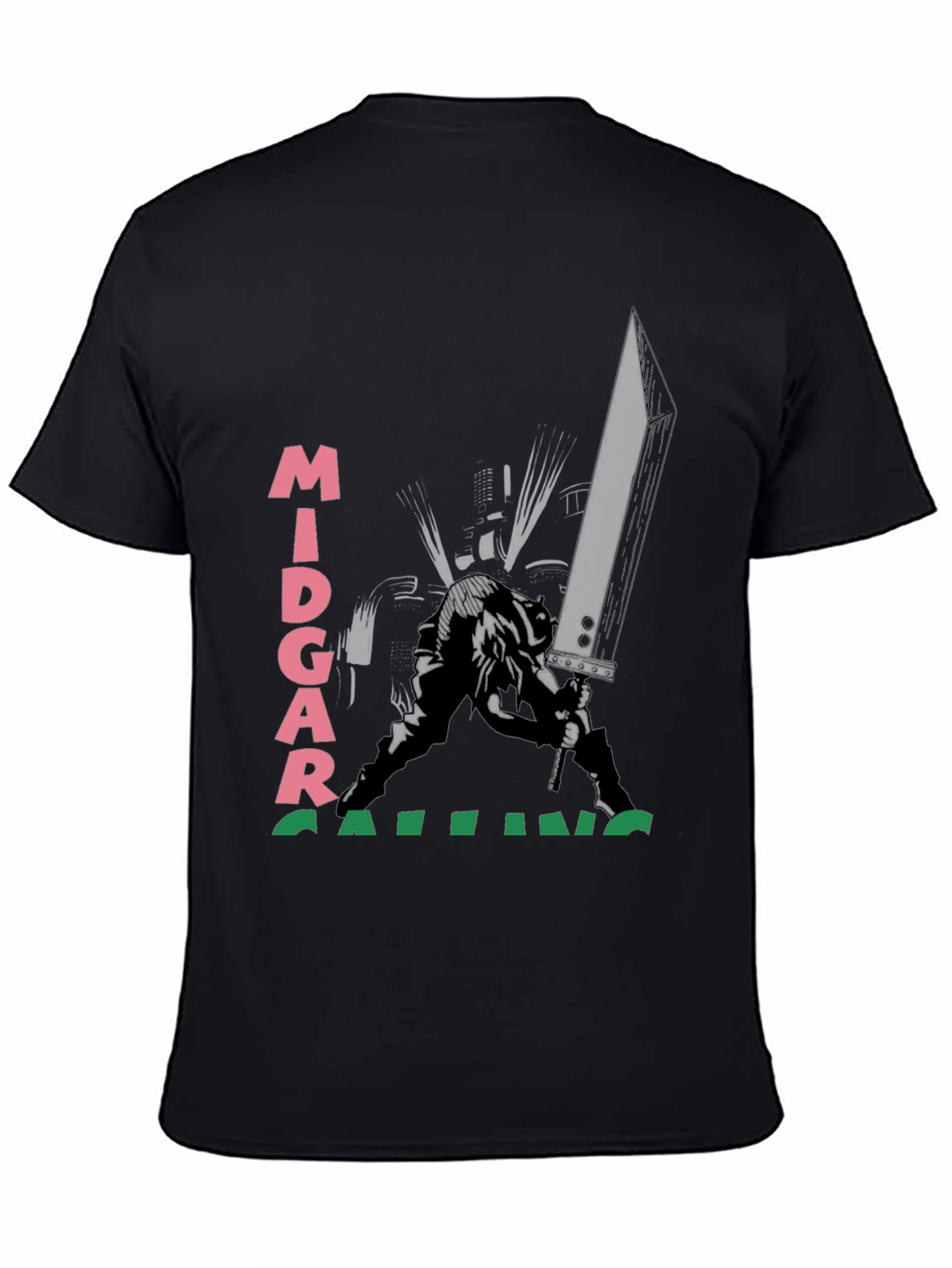 Midgar Calling Black T-Shirt - Graphic Print