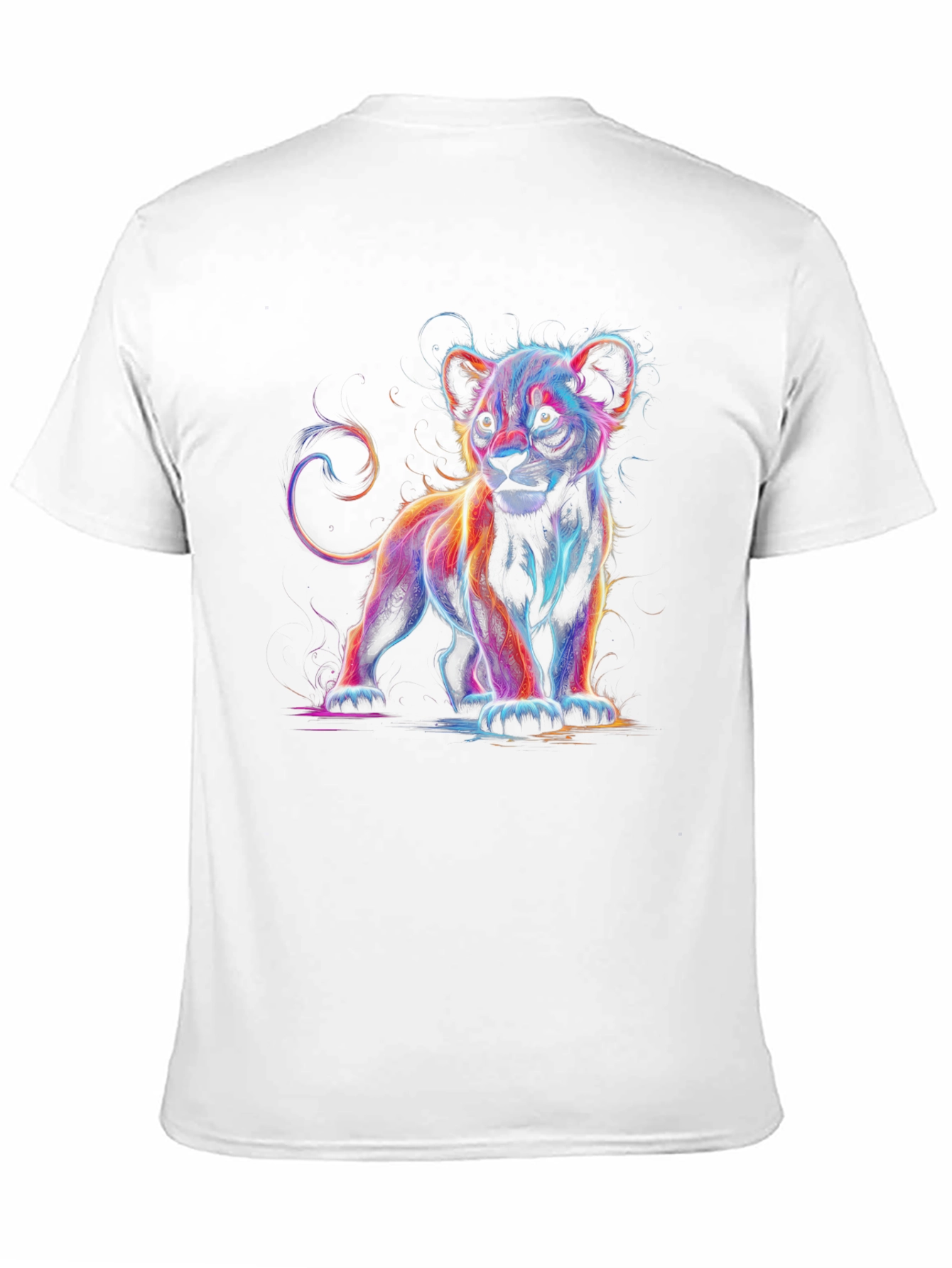 Neon Lion Cub Graphic Tee - Modern Style