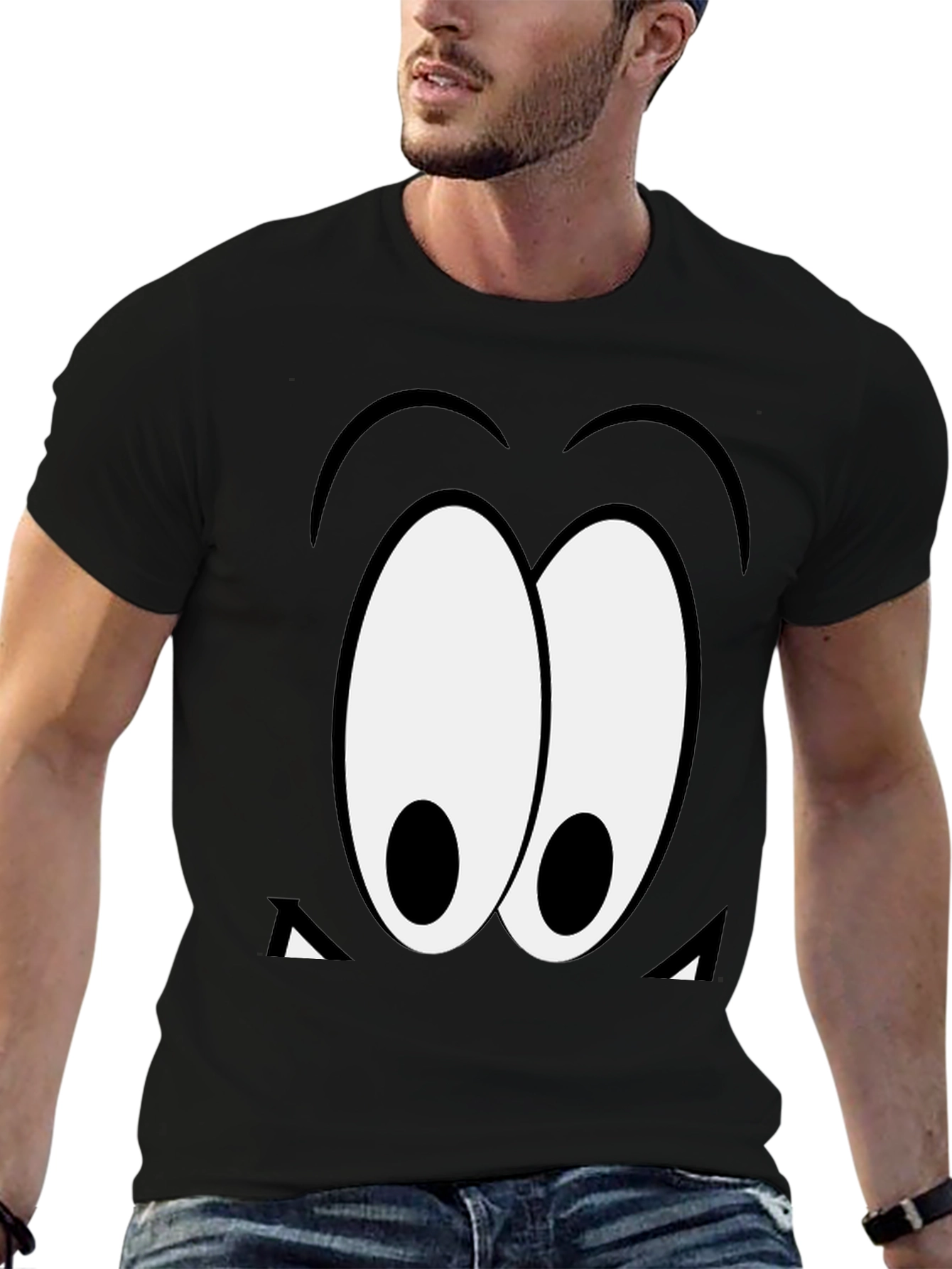 Cartoon Eyes Black T-Shirt